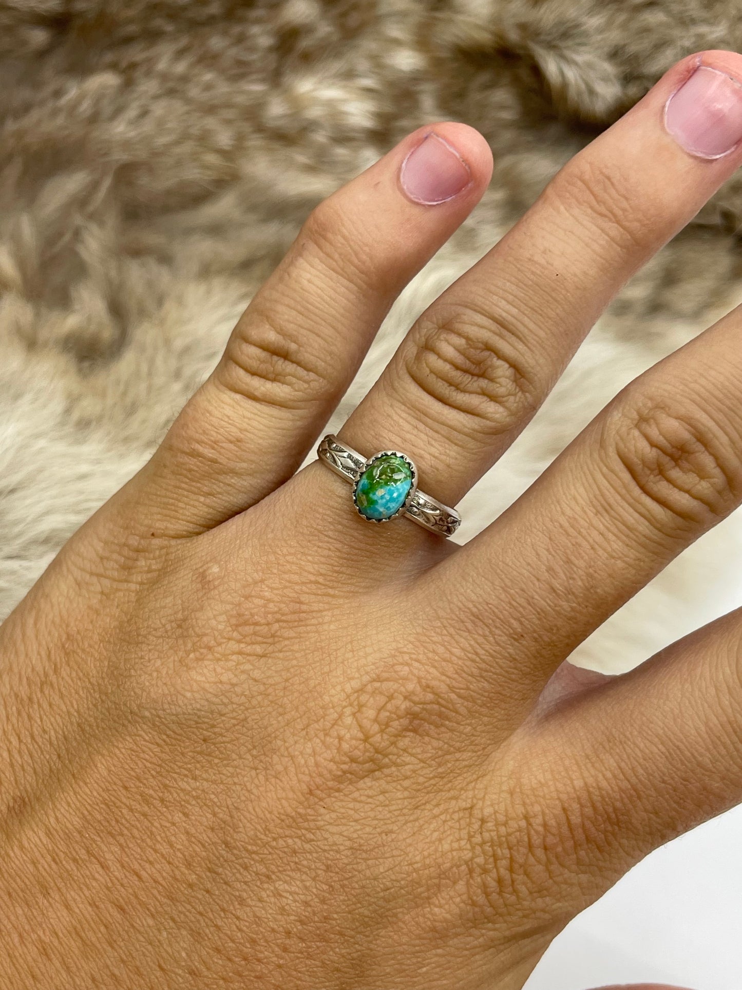 4.5 Sonoran Gold Turquoise Ring by Theresa Smith, Navajo