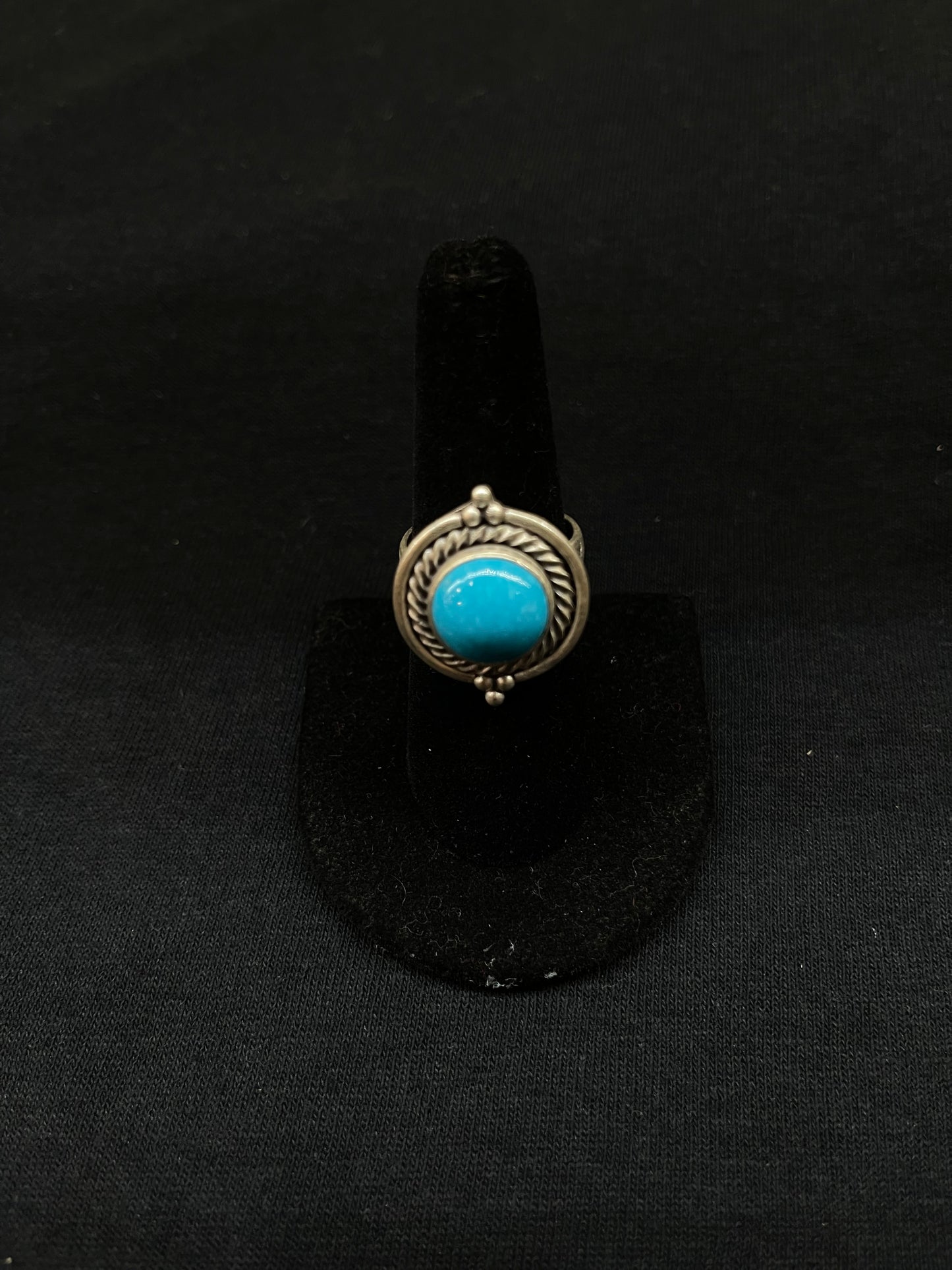 7.5 Inlay Turquoise Ring by Antonio Duran, Navajo