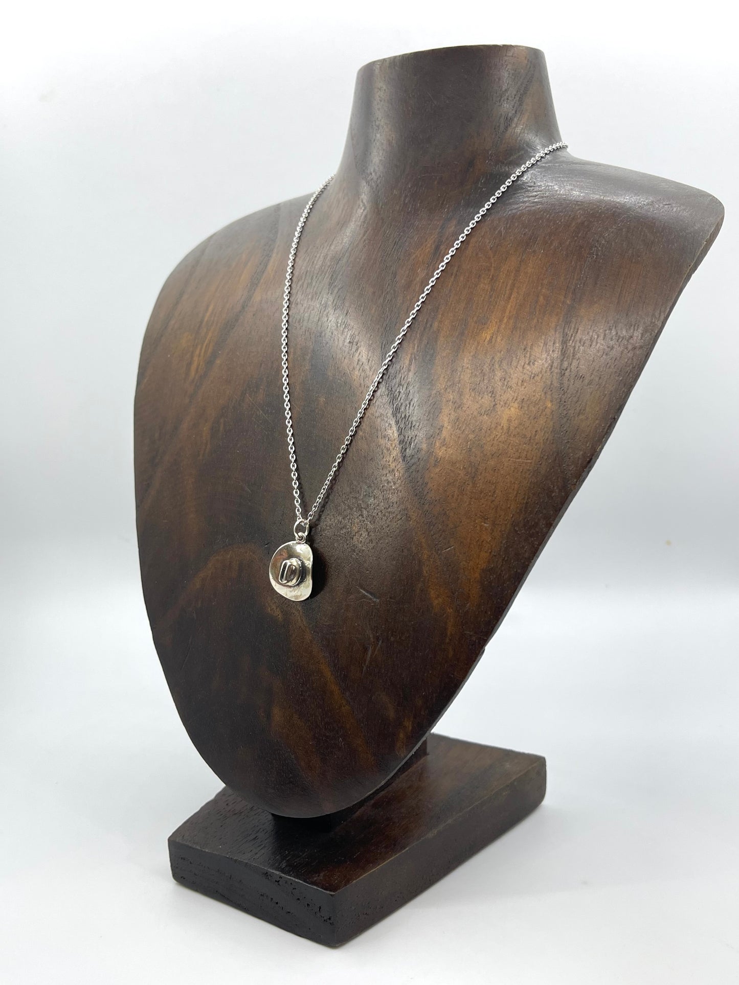 16" Sterling Silver Cowboy Hat Necklace, Navajo