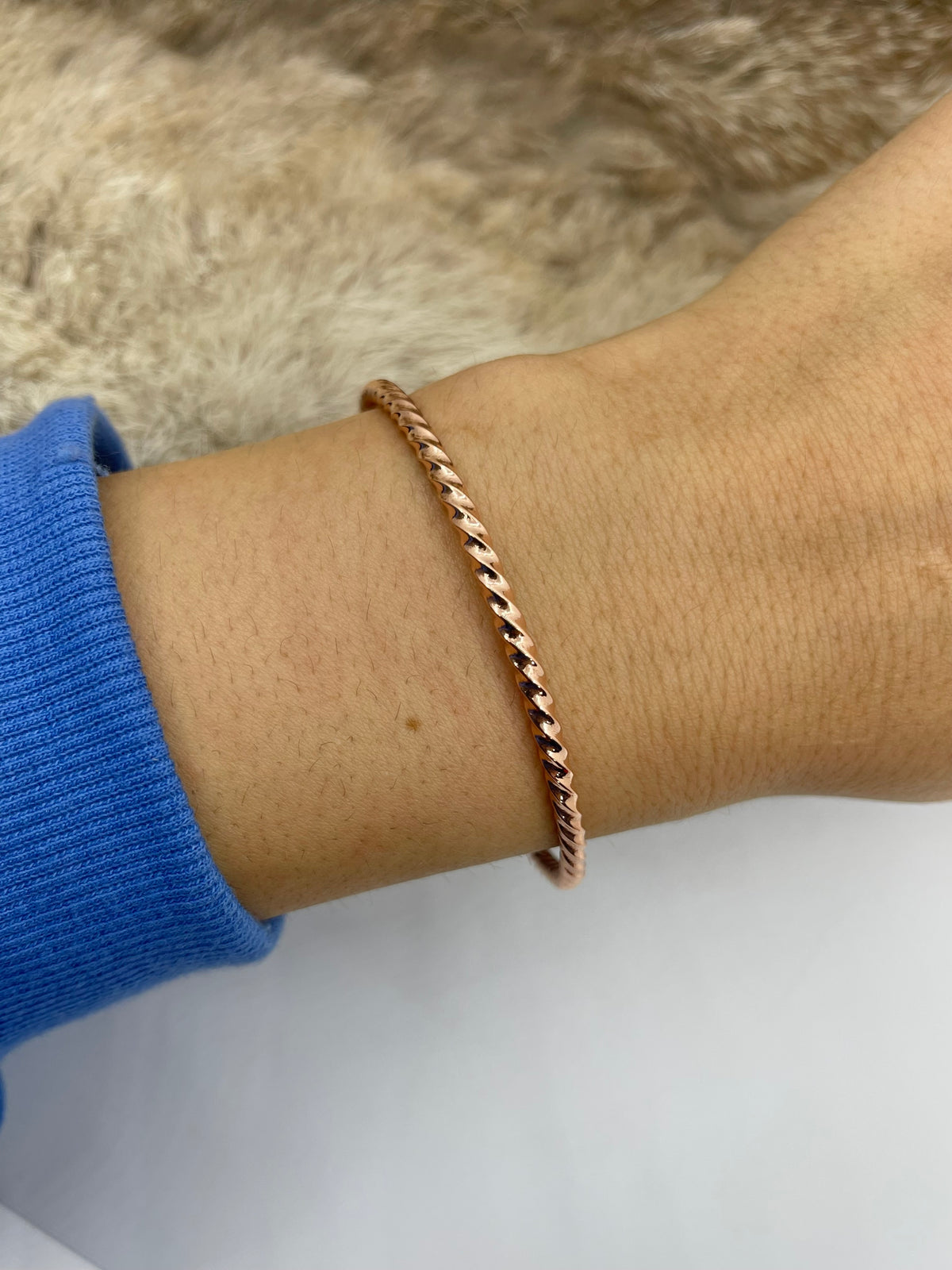 8" Twisted Copper Wire Bangle Bracelet by Elaine Tahe, Navajo