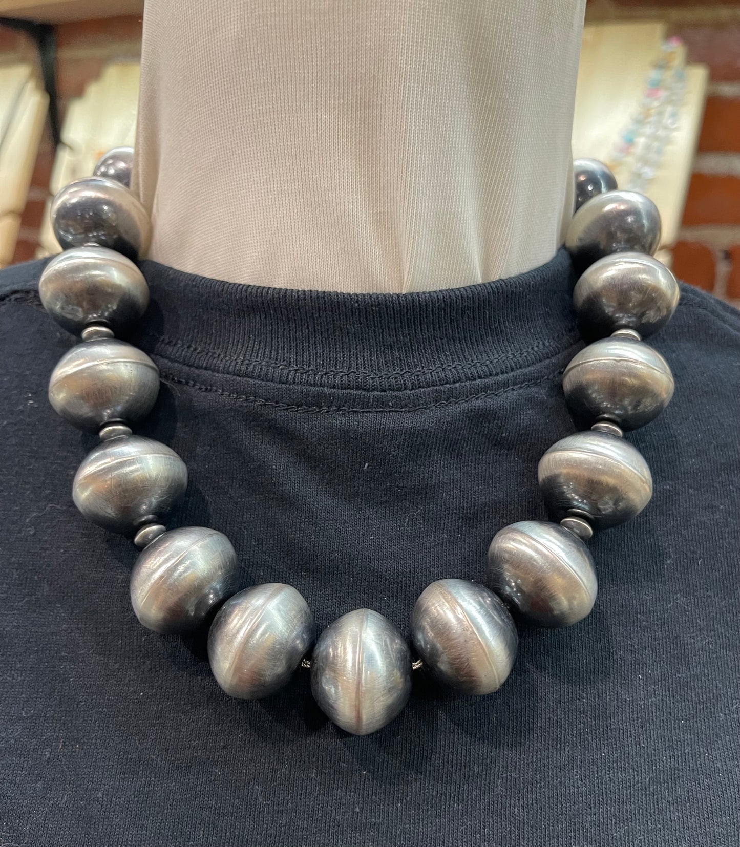 18" Handmade 24mm and 5mm Navajo Saucers by Crystal Haley, Navajo