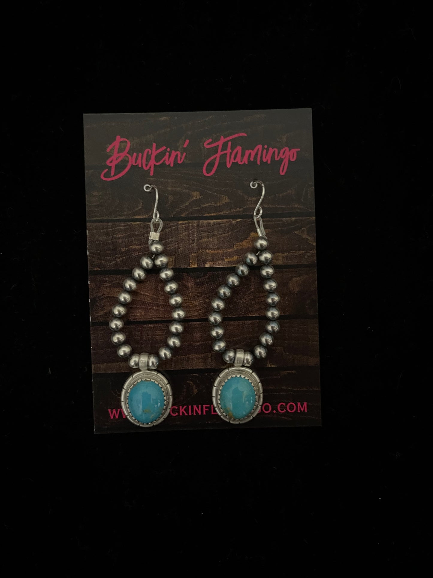4mm Navajo Pearl and Turquoise Double Dangle Teardrop Earrings by Zia