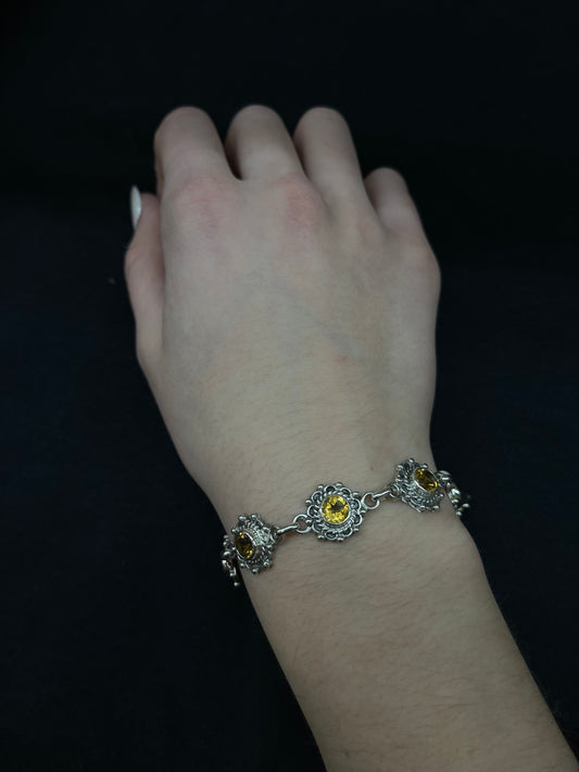 6"-7 1/4" Yellow Topaz Bracelet by Charlene Yazzie, Navajo