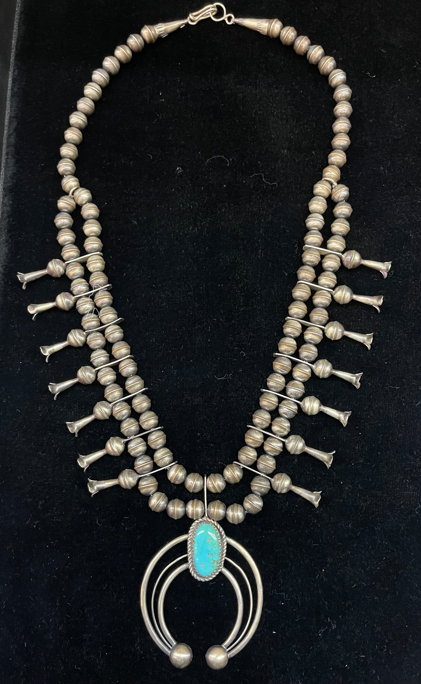 20" Turquoise Naja Squash Blossom Necklace