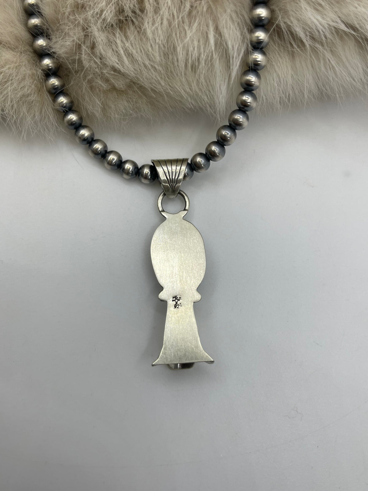 16" 5mm Navajo Style Pearls Golden Hills Turquoise Blossom Pendant by Sharon McCarthy, Navajo