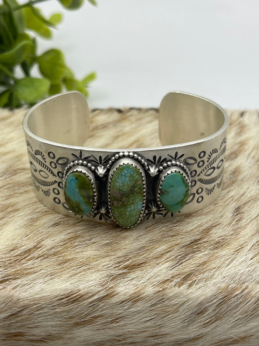 6" - 7.5" 3 Stone Sonoran Gold Turquoise Cuff