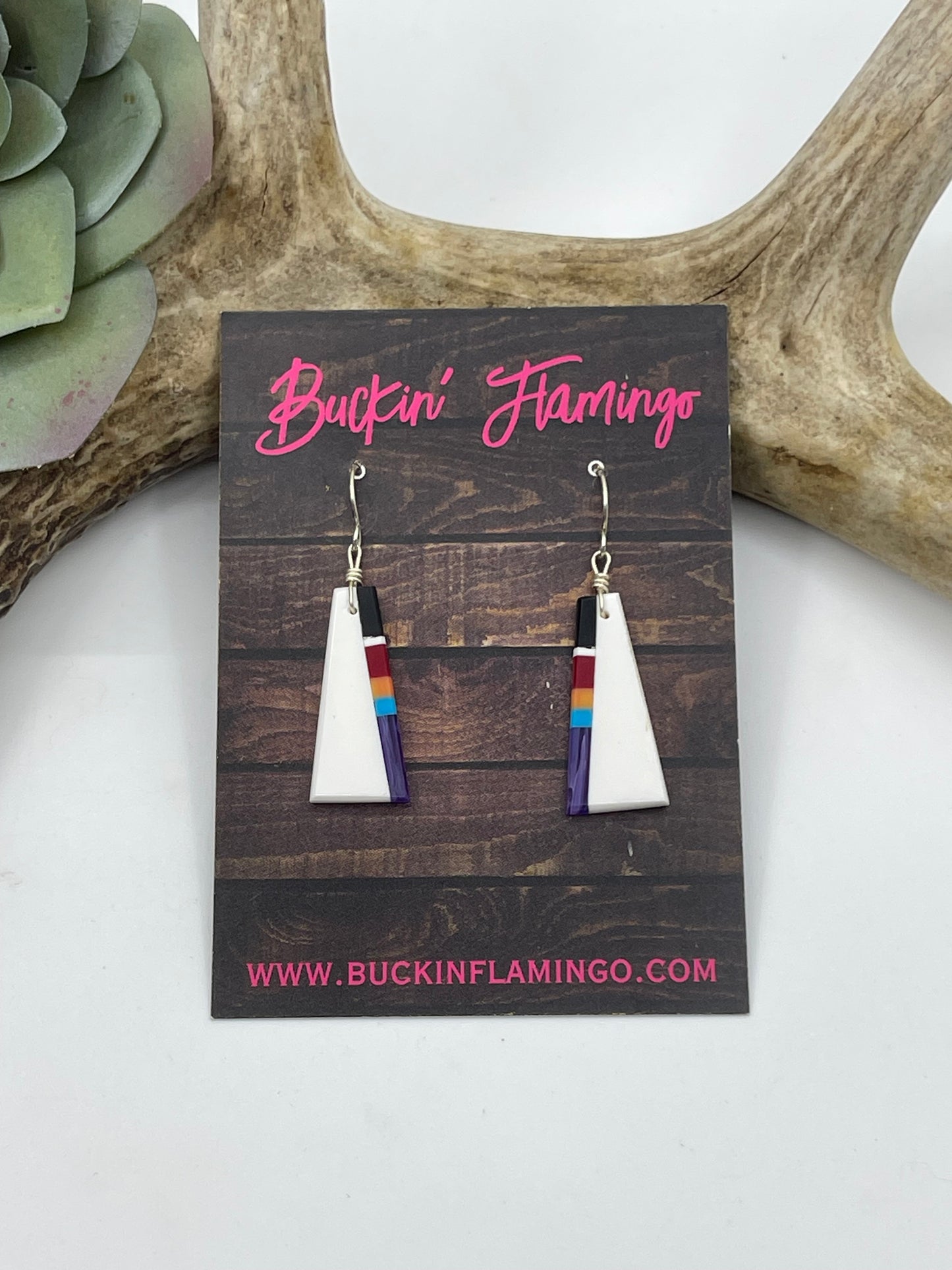 2" White Multi Stone Dangle Earrings