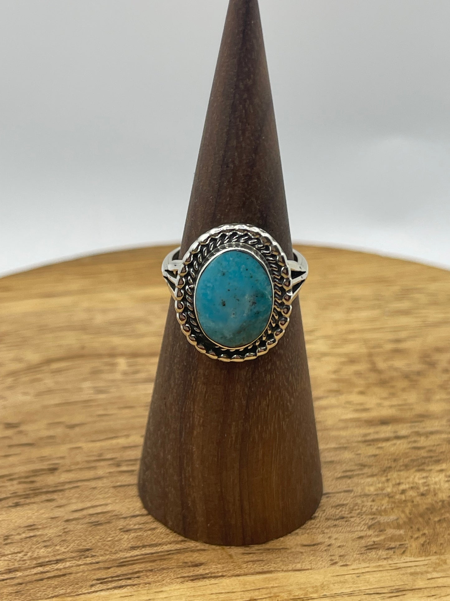8.0 Kingman Turquoise Ring by Samuel Yellowhair, Navajo