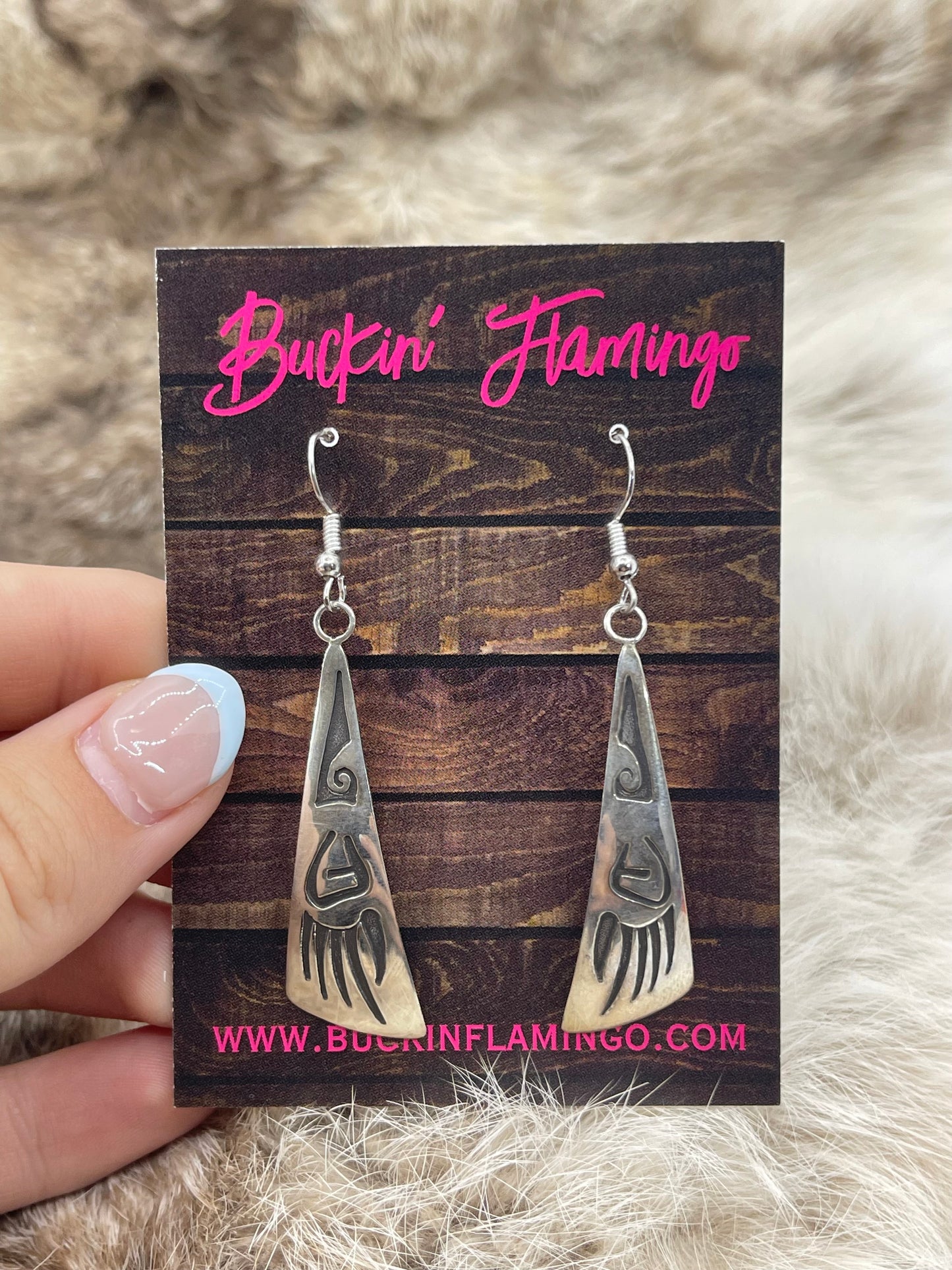 Hopi Bear Claw Design Dangle Earrings