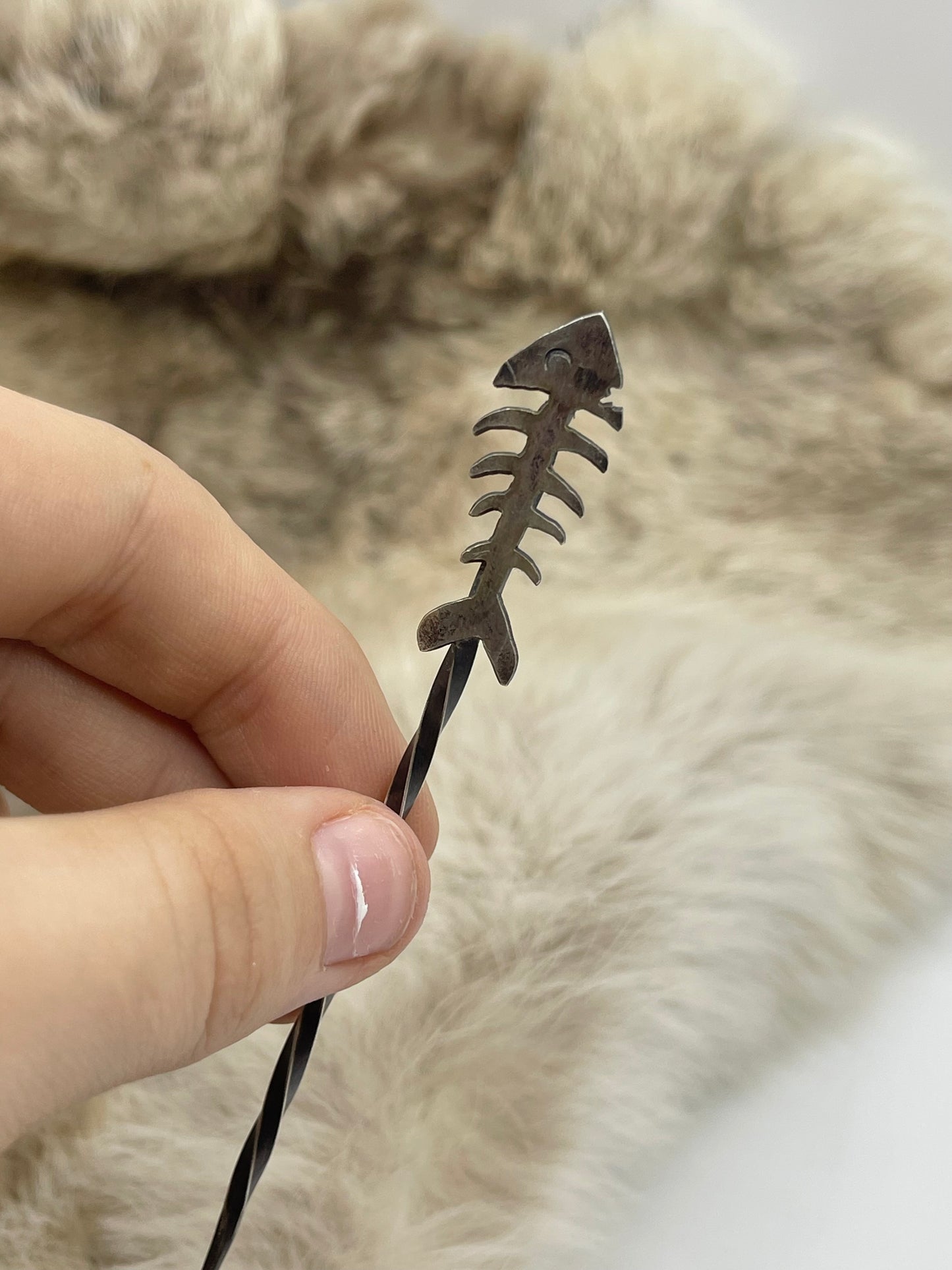 Fish Bones Sterling Hat Toothpick by Bad Bronc