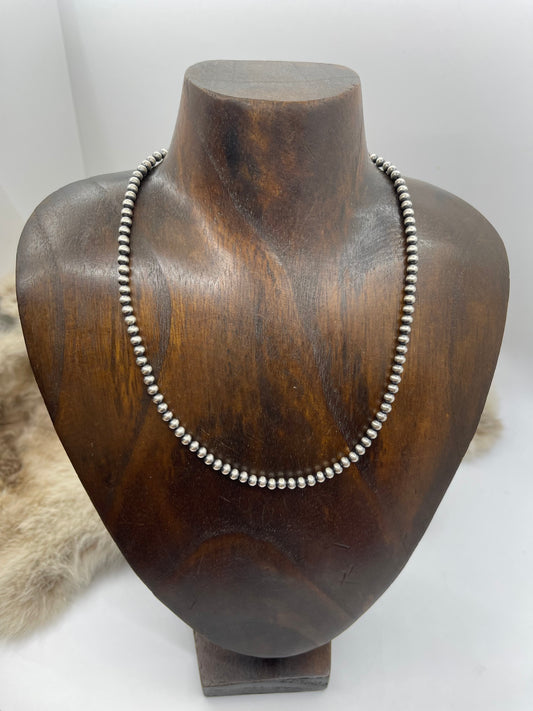 16” 4mm Navajo Style Pearls Strung by Louise Joe, Navajo