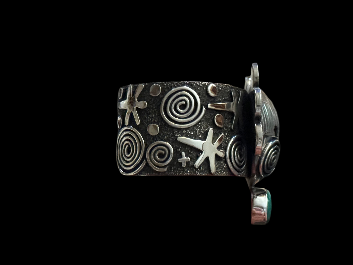 Maiden Face Cuff with Sonoran Gold Turquoise by Alex Sanchez, Navajo