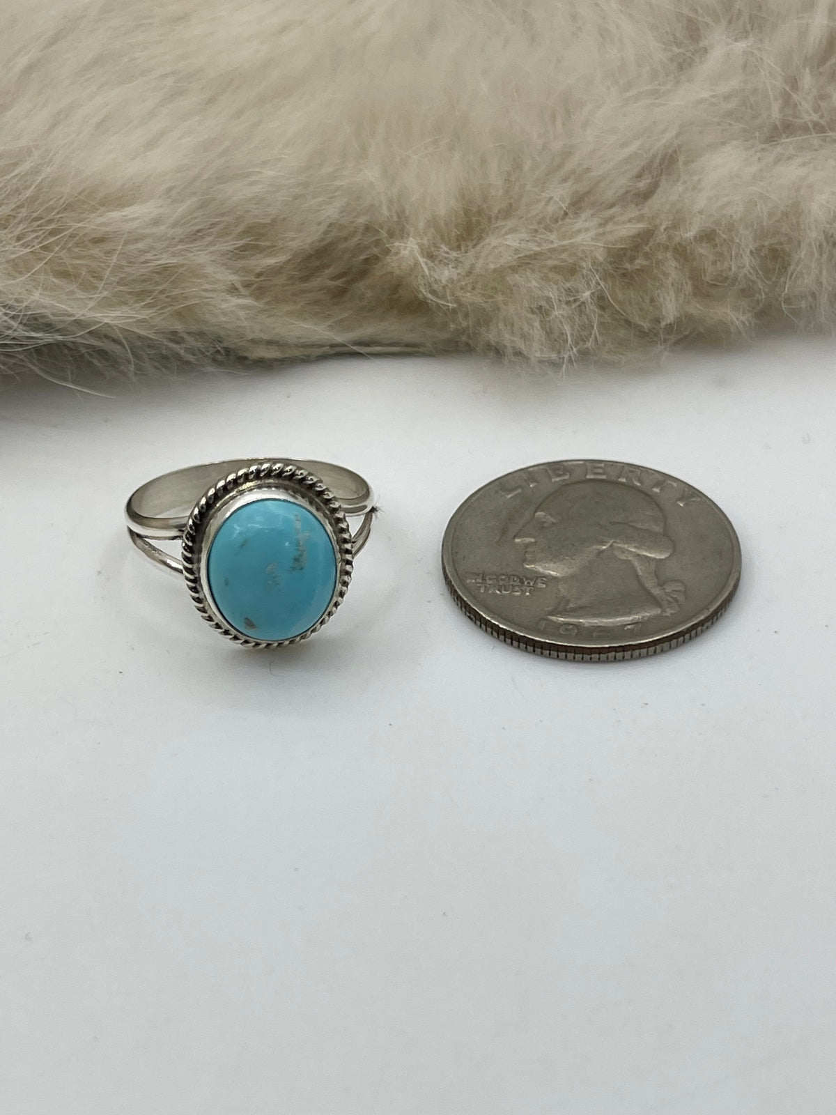 8.5 Blue Kingman Turquoise Ring by Byron Begay, Navajo
