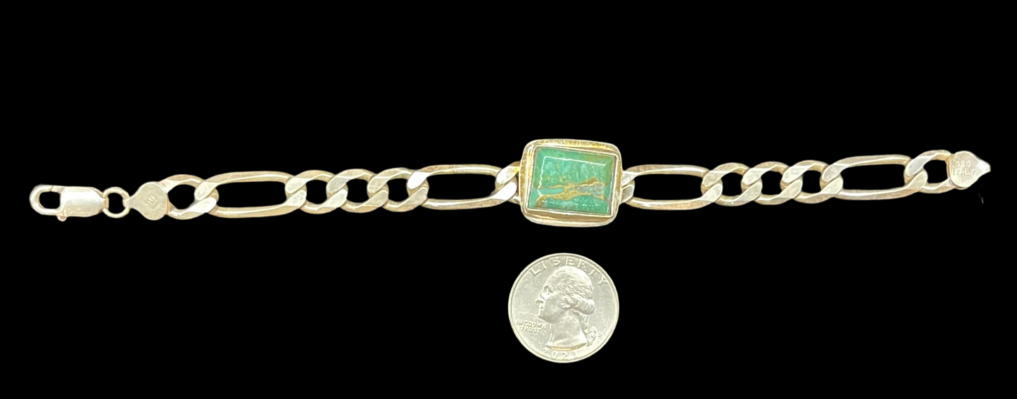 7 1/2" Sonoran Gold Turquoise Figaro Chain Bracelet