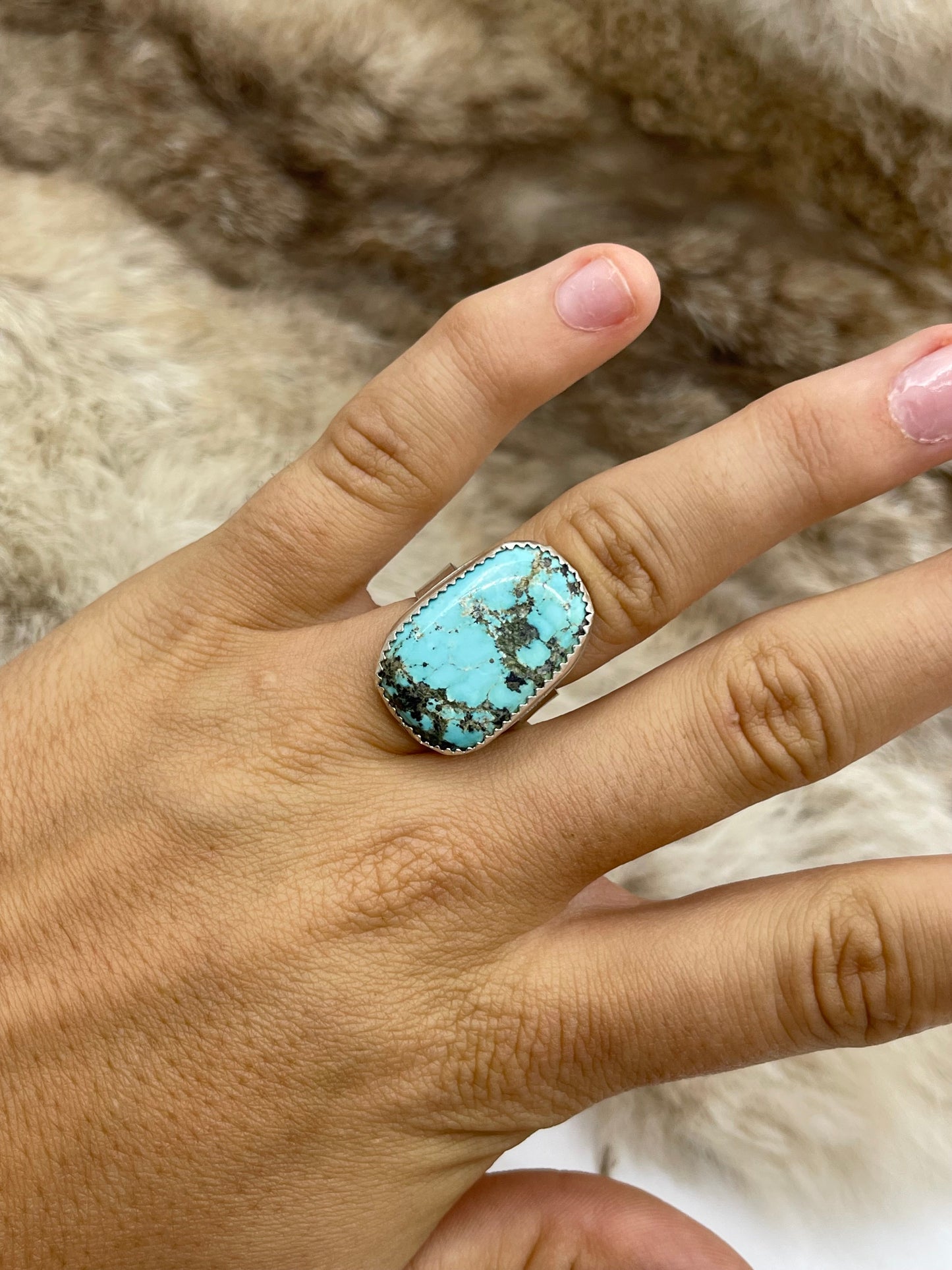 8.0 #8 Turquoise Ring by Carrie Cannon, Kiowa