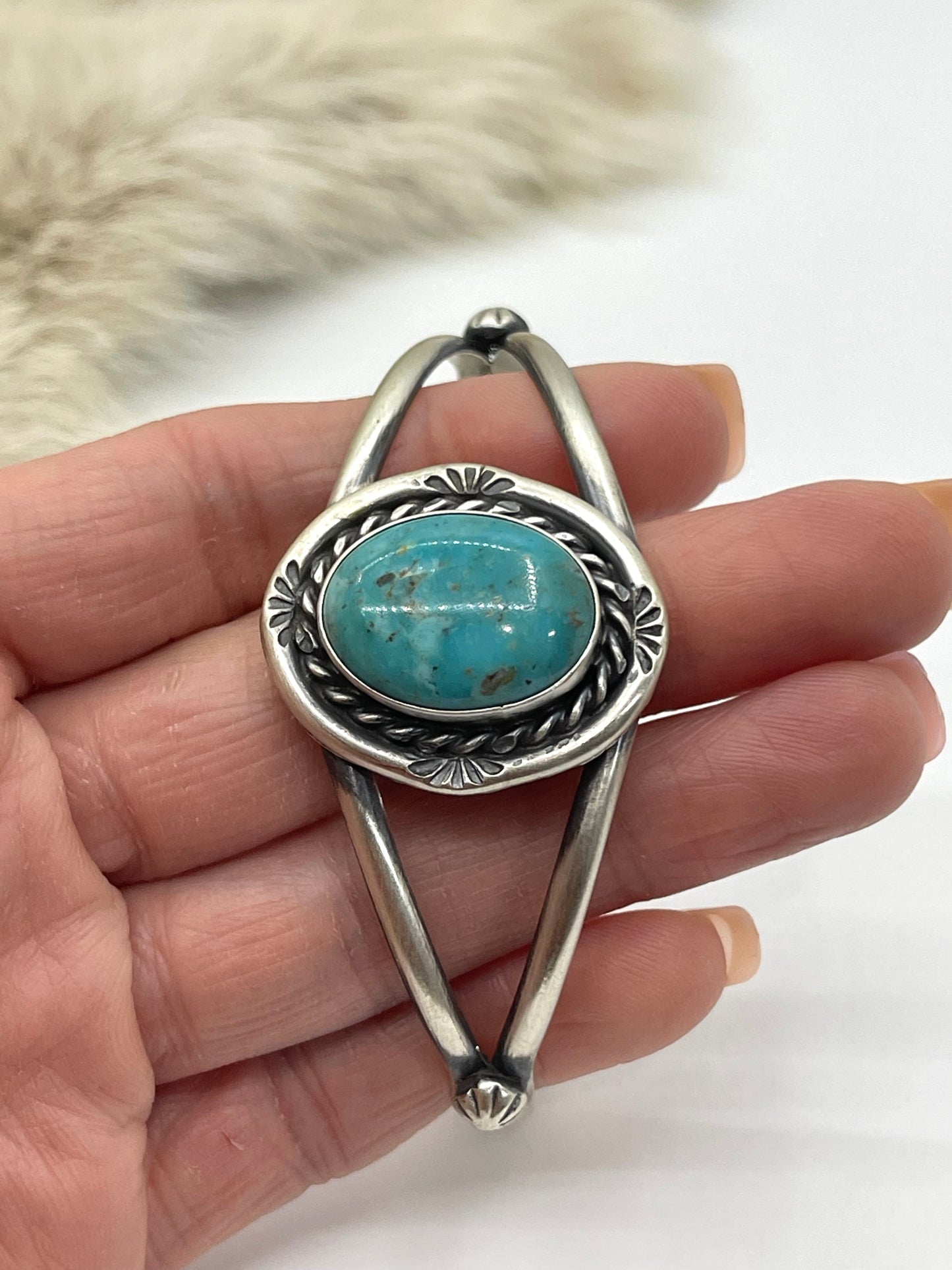 5.5" - 7.25" Kingman Turquoise Cuff by Augustine Largo, Navajo