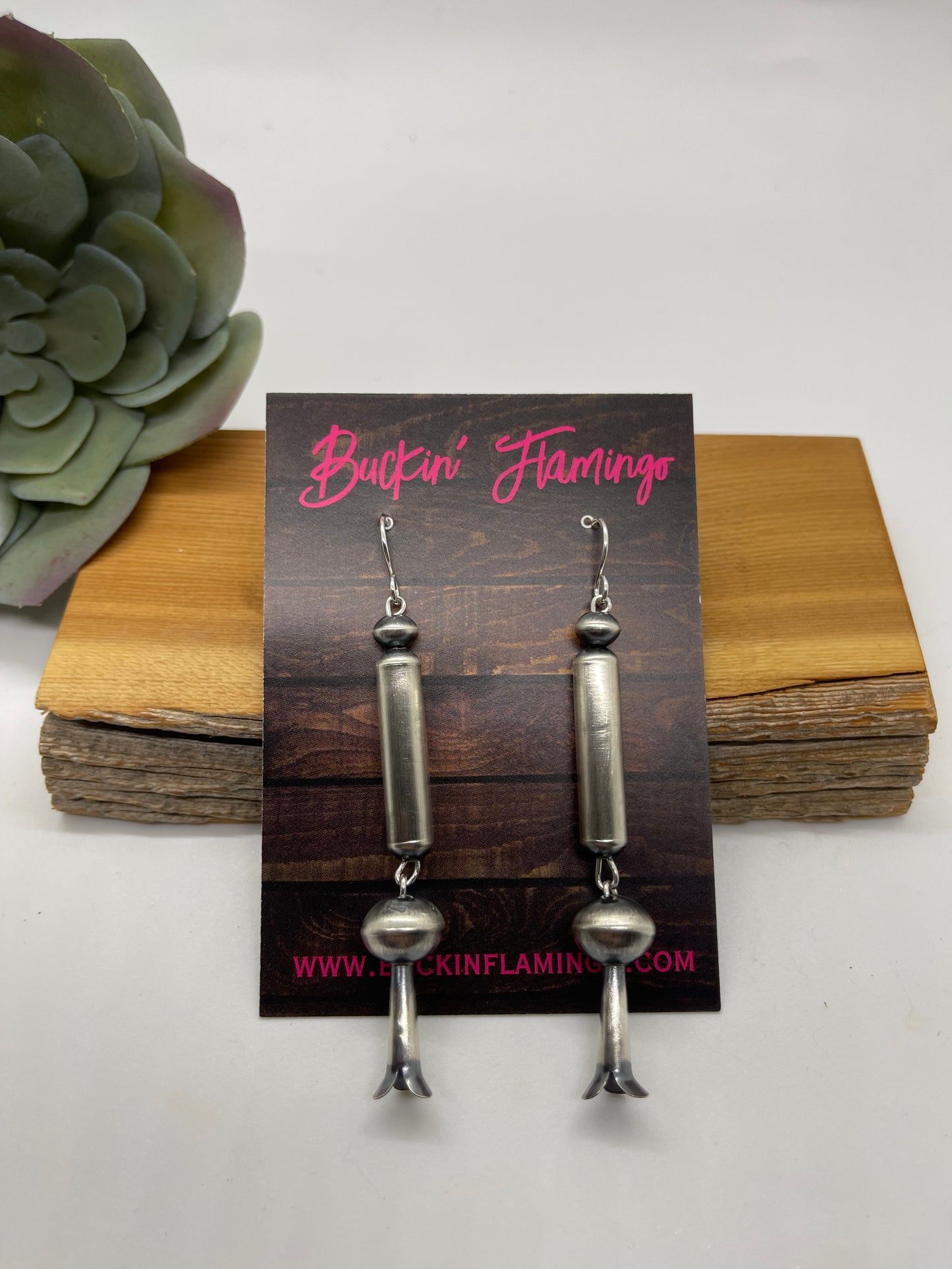 3" Handmade Navajo Pearl Pill Bead Blossom Dangle Earrings by Tonisha Haley, Navajo