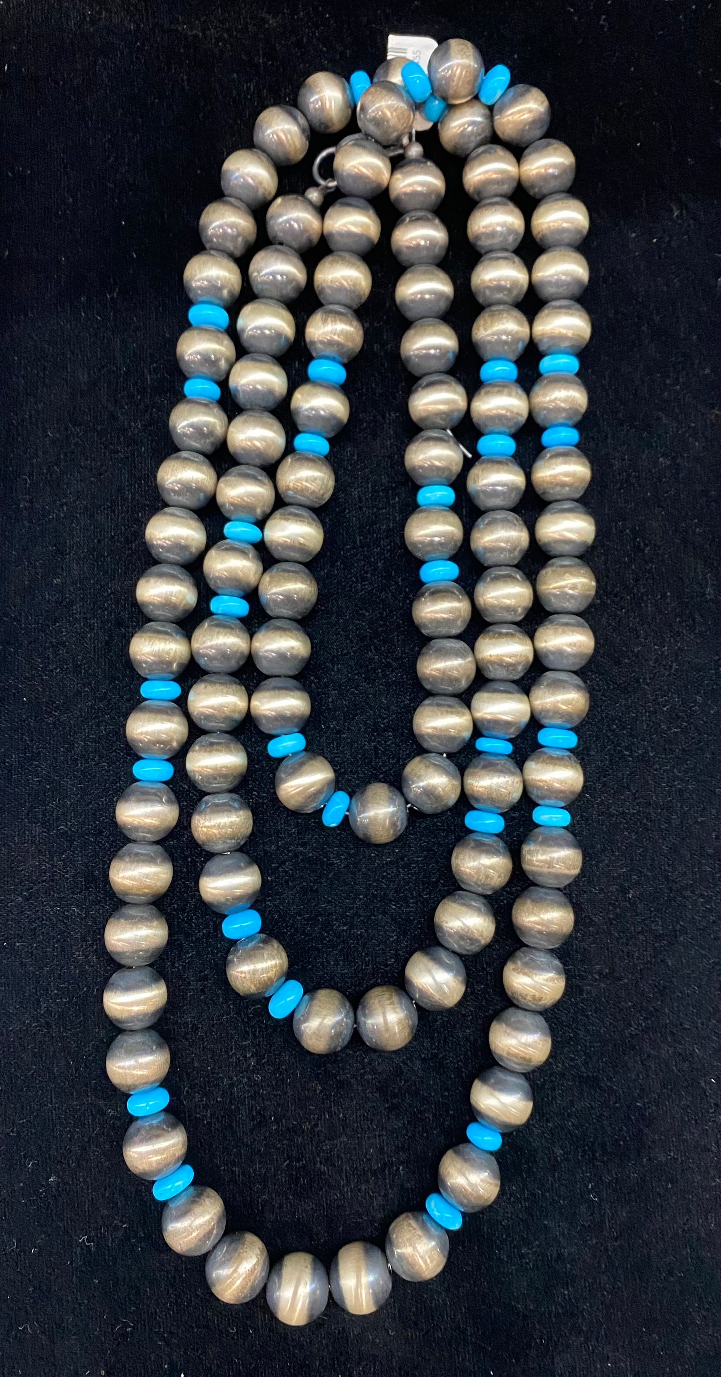 60" 14mm Navajo Pearl and Sleeping Beauty Turquoise