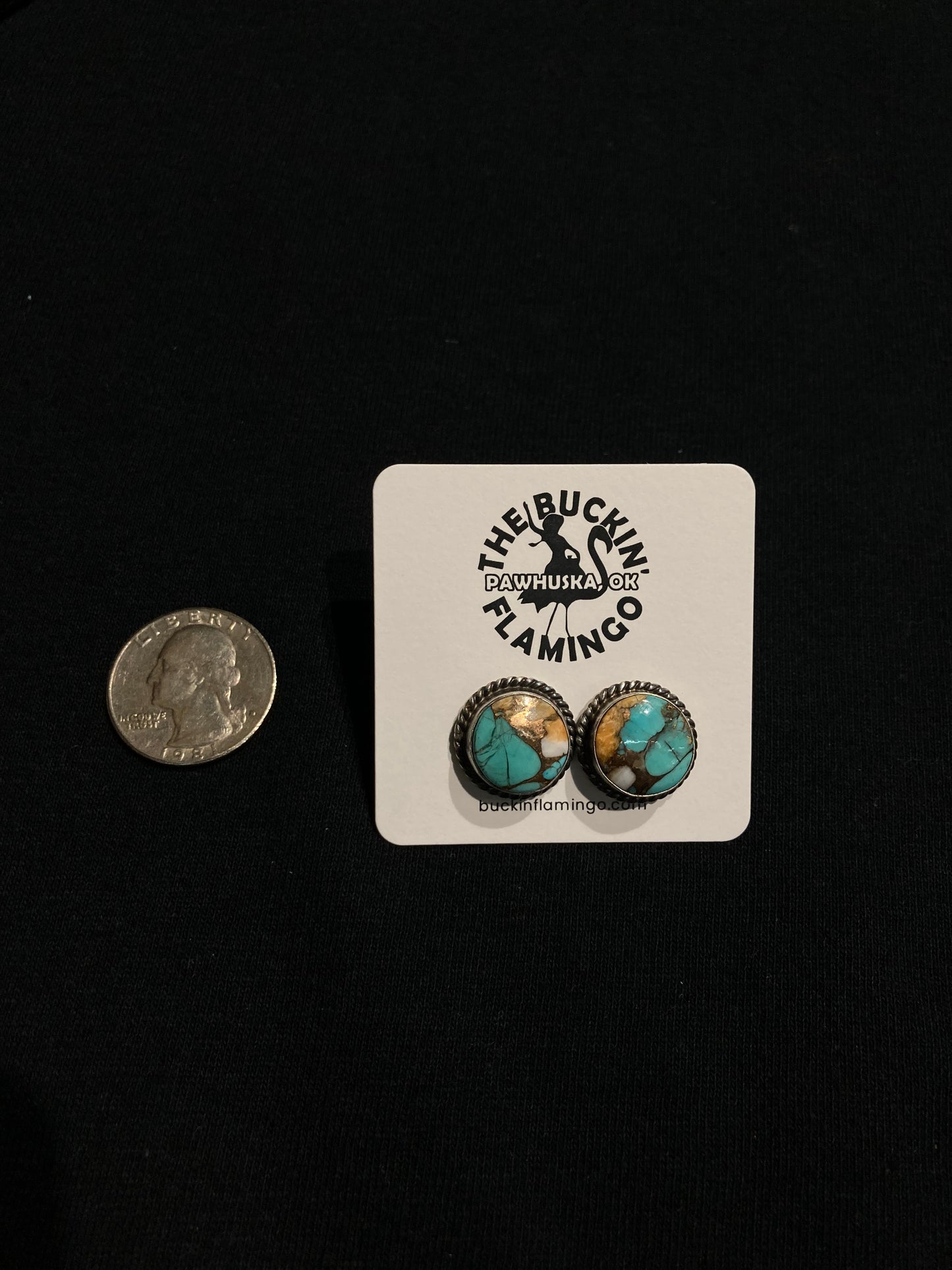 Spiny Turquoise Circle Post Earrings by Sheryl Kee, Navajo