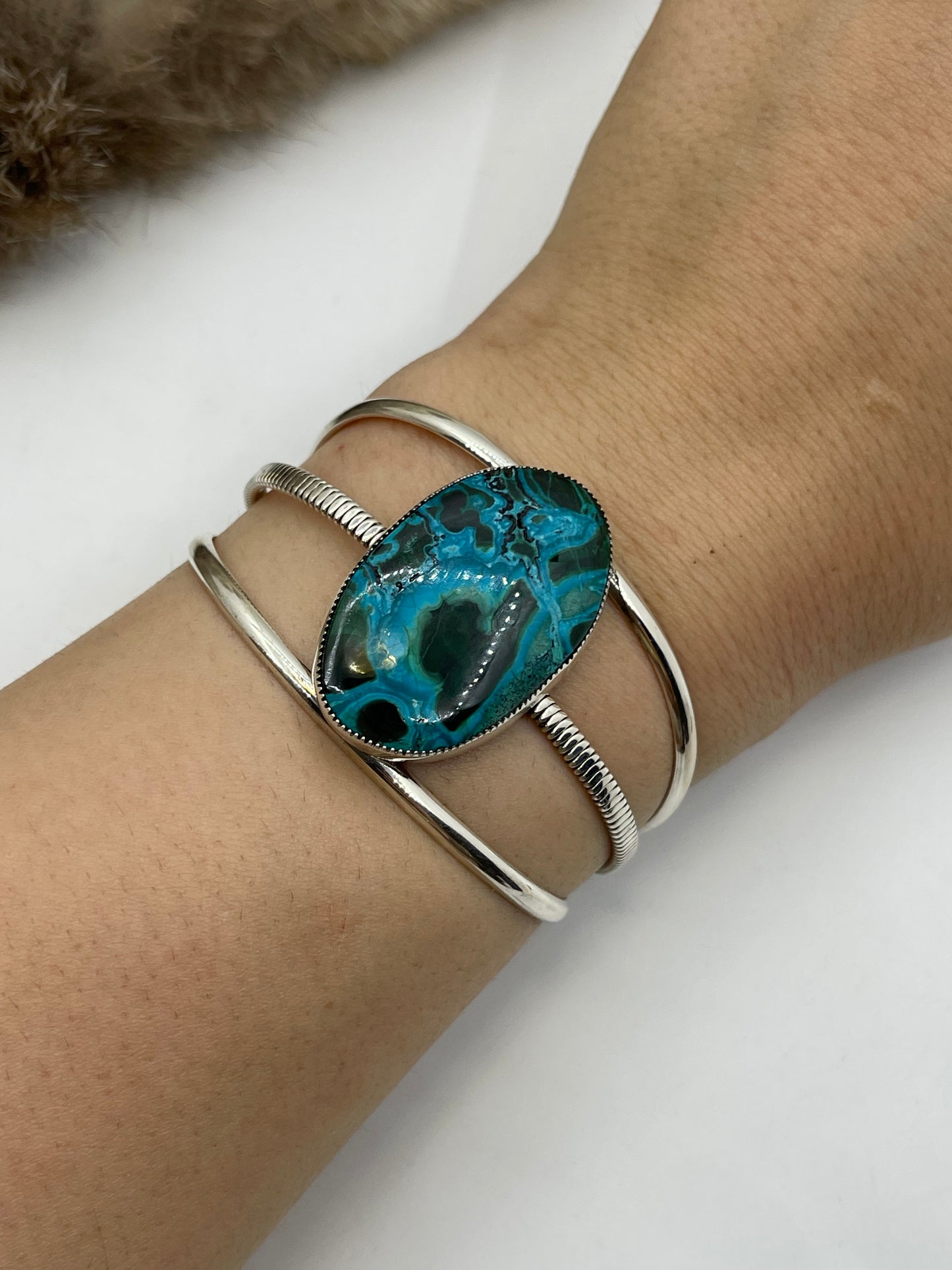 5.25”-6.75” Azurite Chrysocolla Cuff