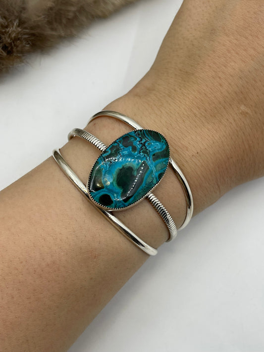 5.25”-6.75” Azurite Chrysocolla Cuff
