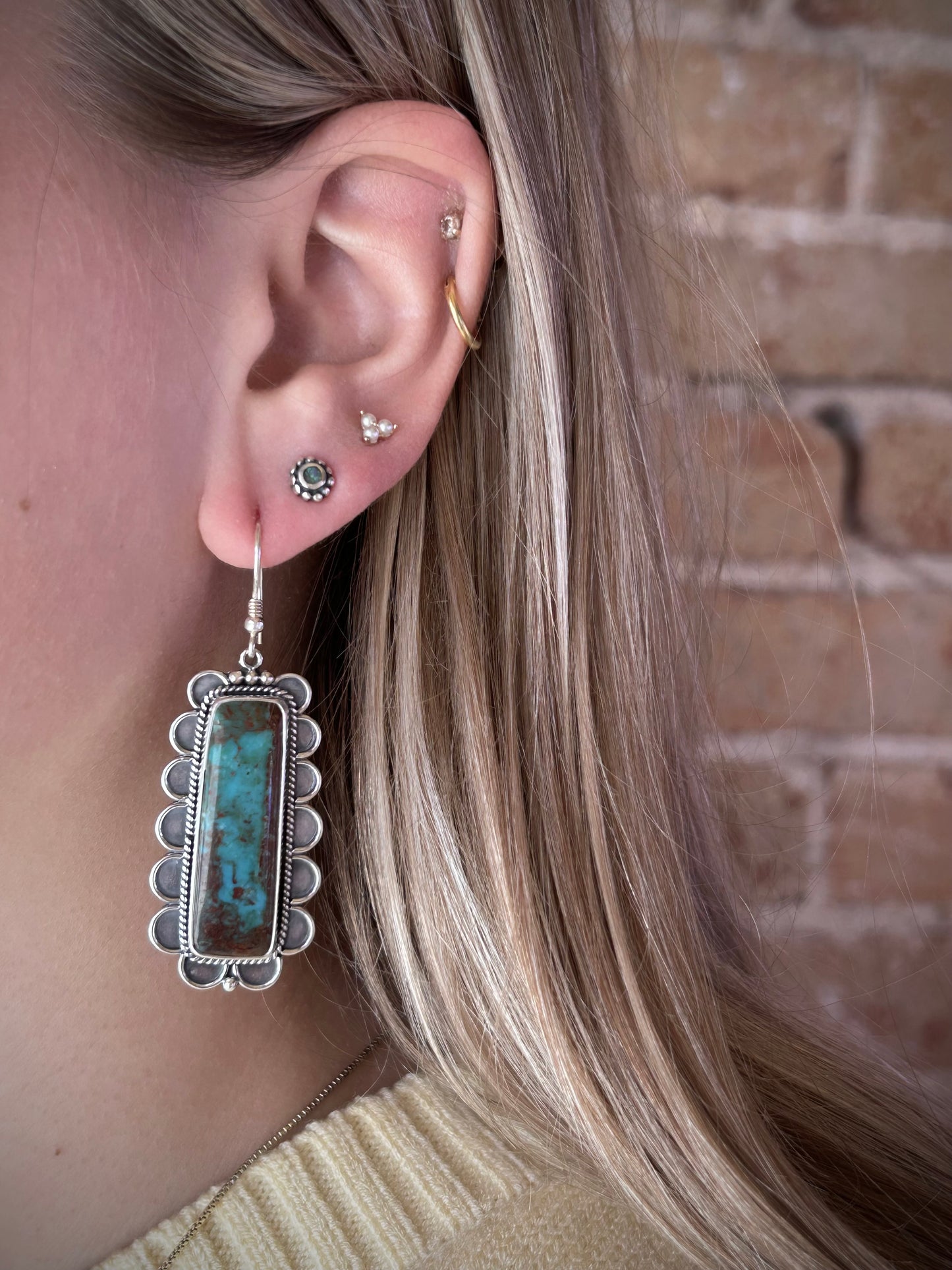 Royston Turquoise Rectangle Dangle Earrings