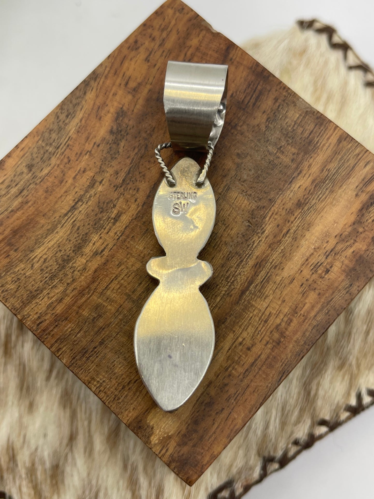 2 Stone Turquoise Pendant by Selina Warner, Navajo