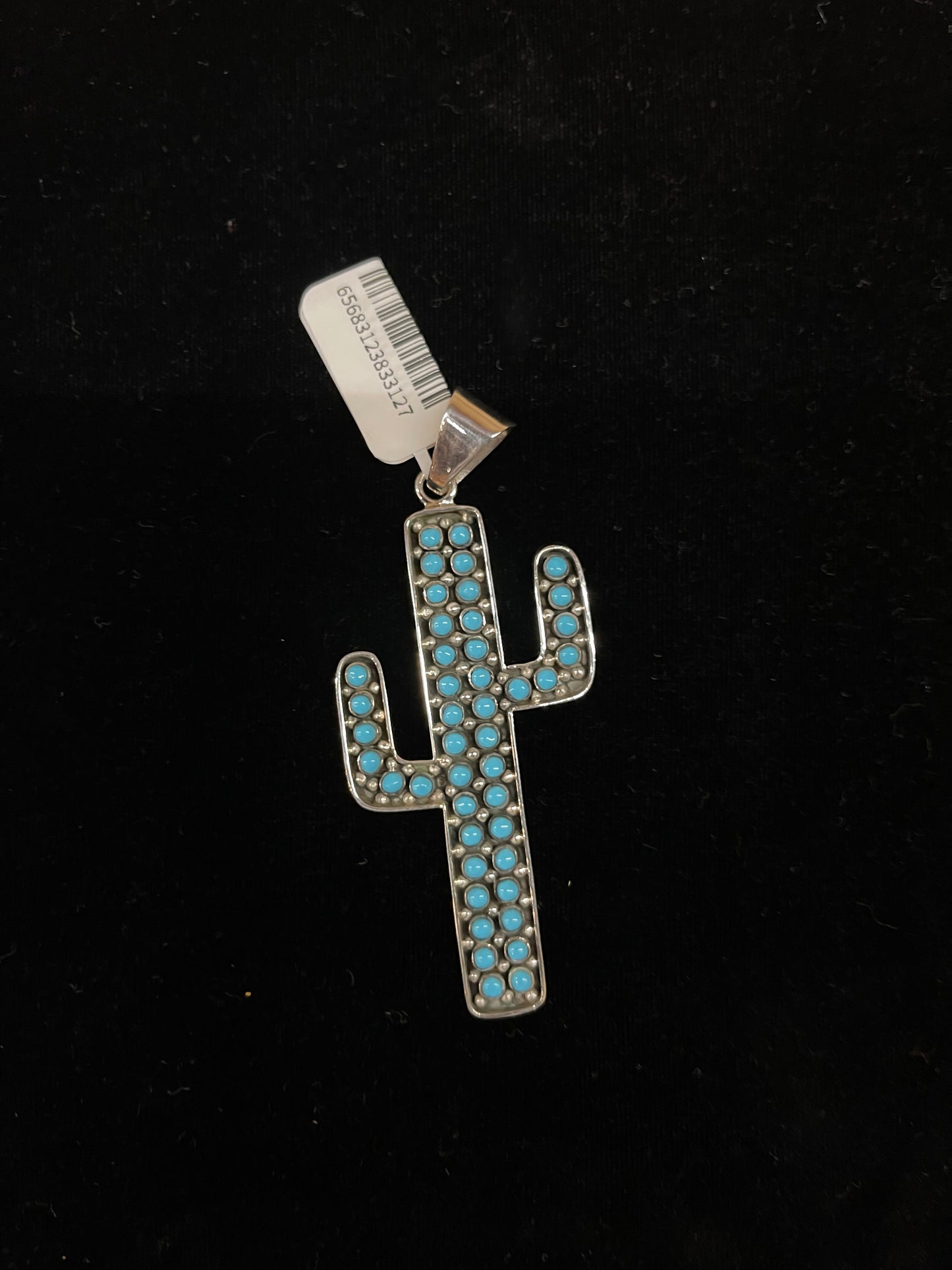 Sleeping Beauty Turquoise Cactus Pendant with a 6mm Bale