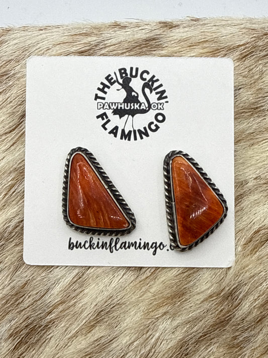 Spiny Oyster Earrings by Chassity Belone, Navajo