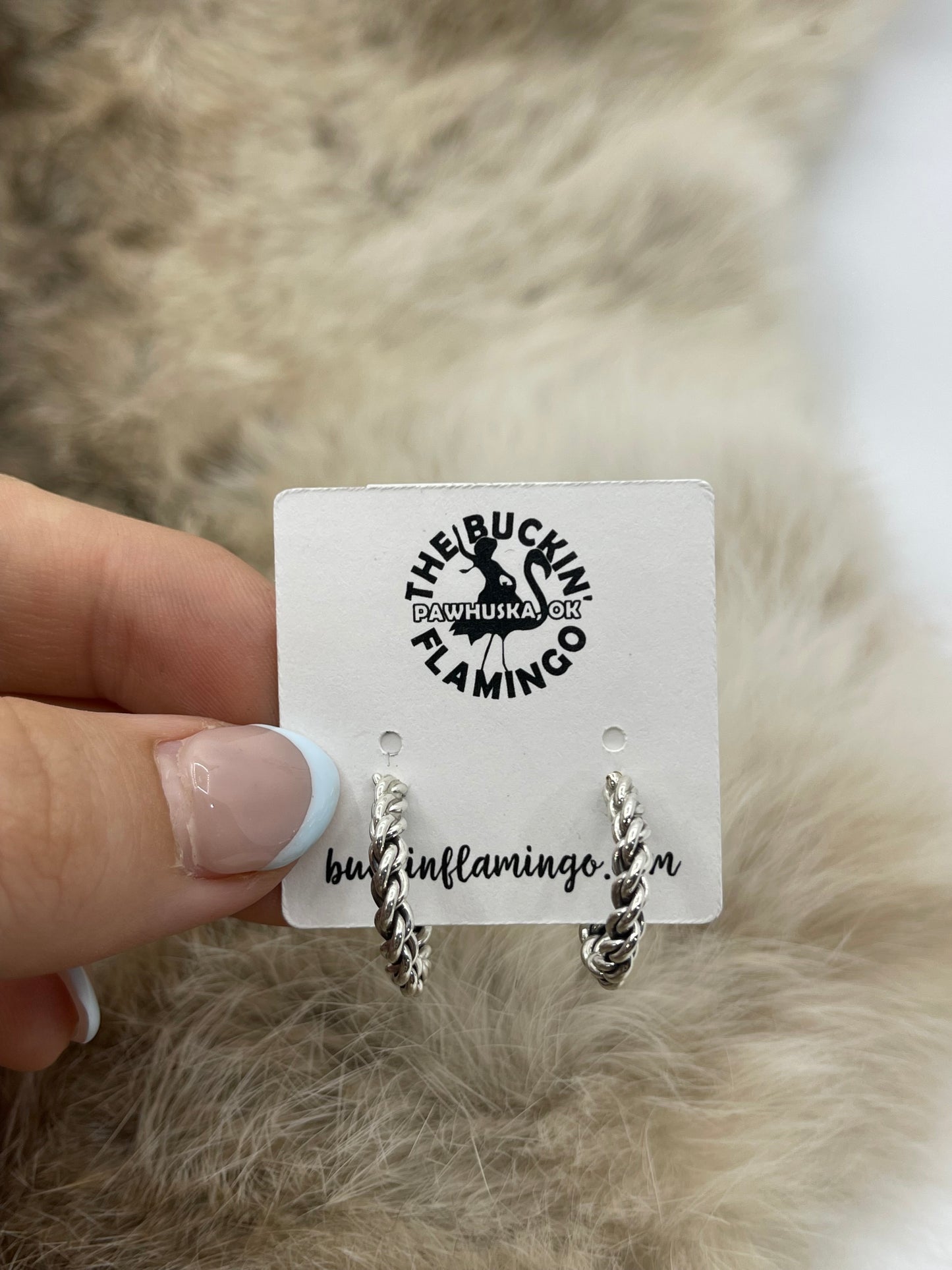 Small Braided Hoop Earrings by Elaine Tahe, Navajo