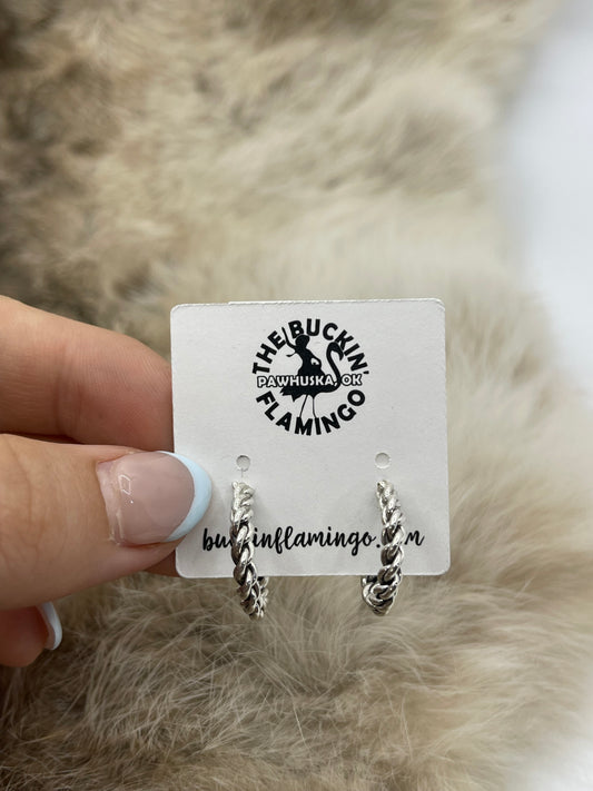 Small Braided Hoop Earrings by Elaine Tahe, Navajo
