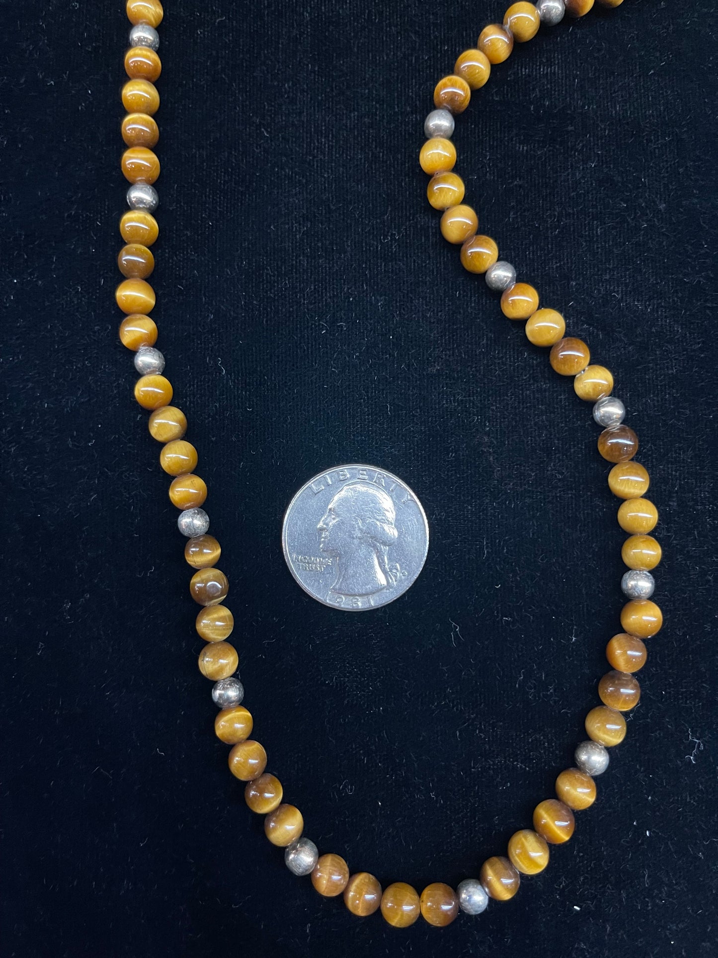 24" Tigers Eye and Navajo Pearls Necklace