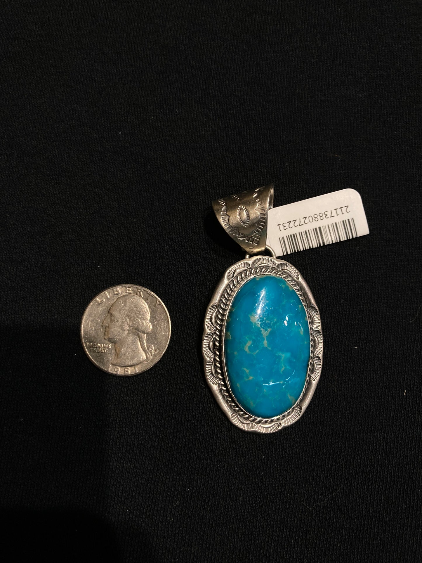 Turquoise Oval Pendant with a 10mm Bale by John Nelson, Navajo