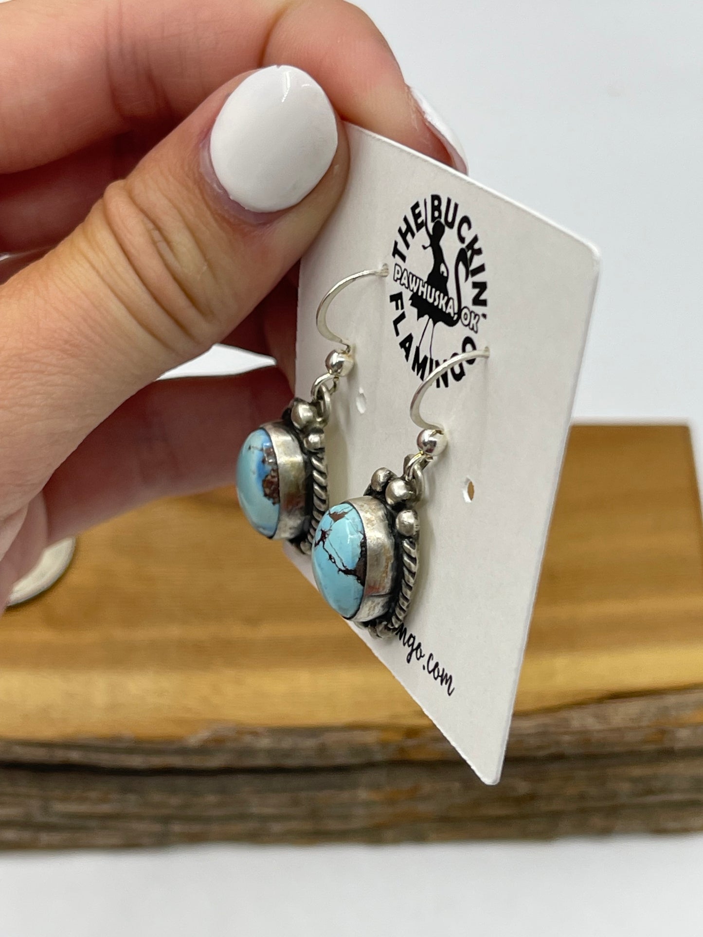 Golden Hills Turquoise Dangle Earrings by Donovan Skeets, Navajo