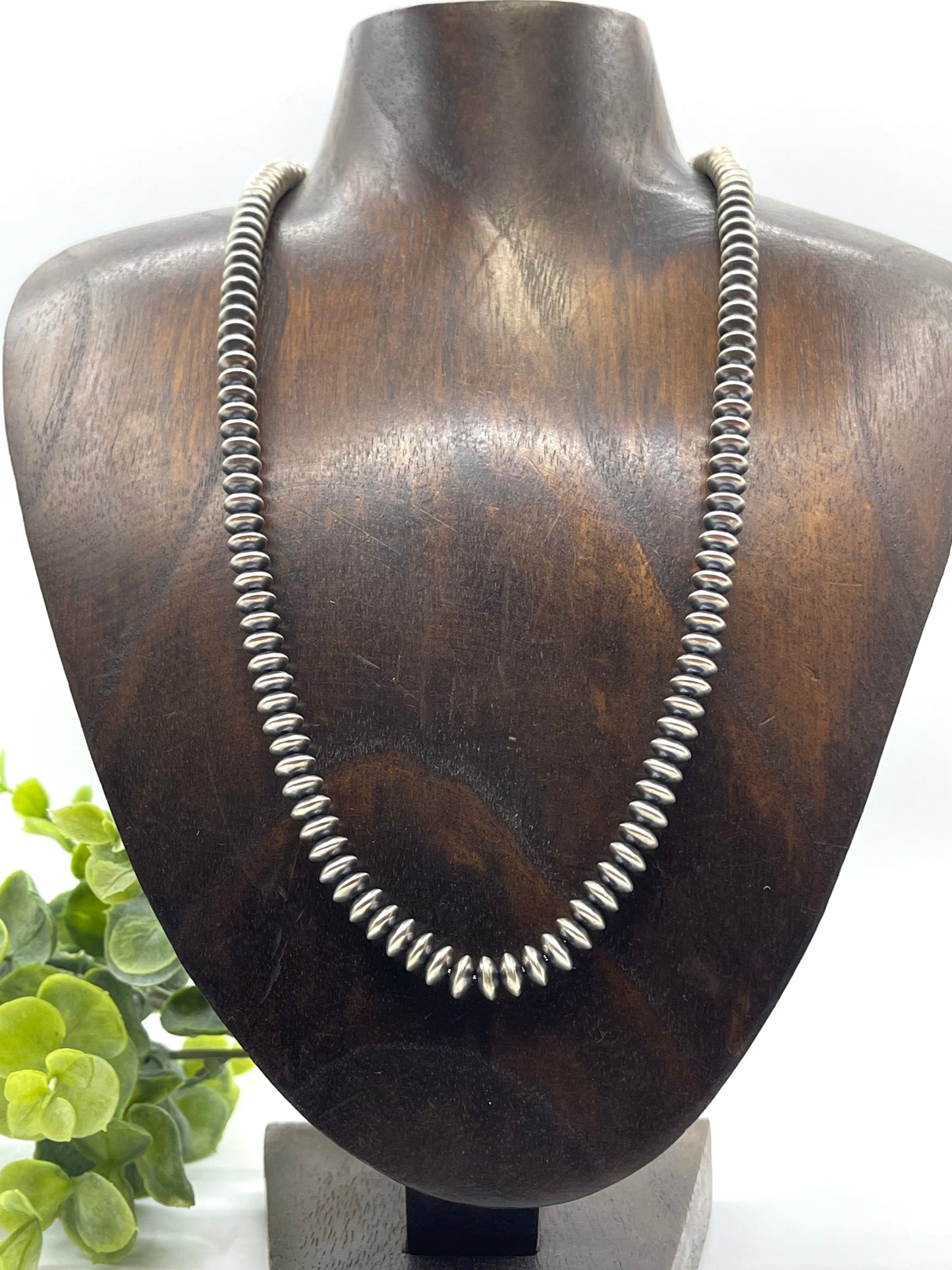 20" 7mm Handmade Rondelle Navajo Pearls by Bryannen Halwood, Navajo