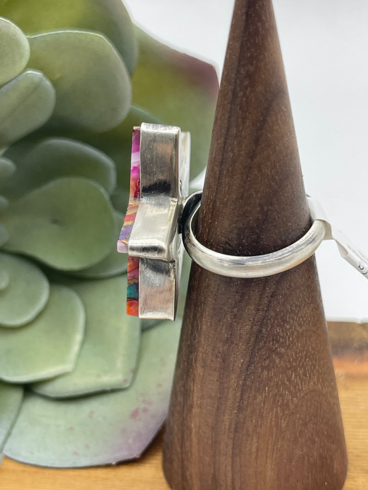 Adjustable Orange Crush Star Ring by Donovan Skeets, Navajo