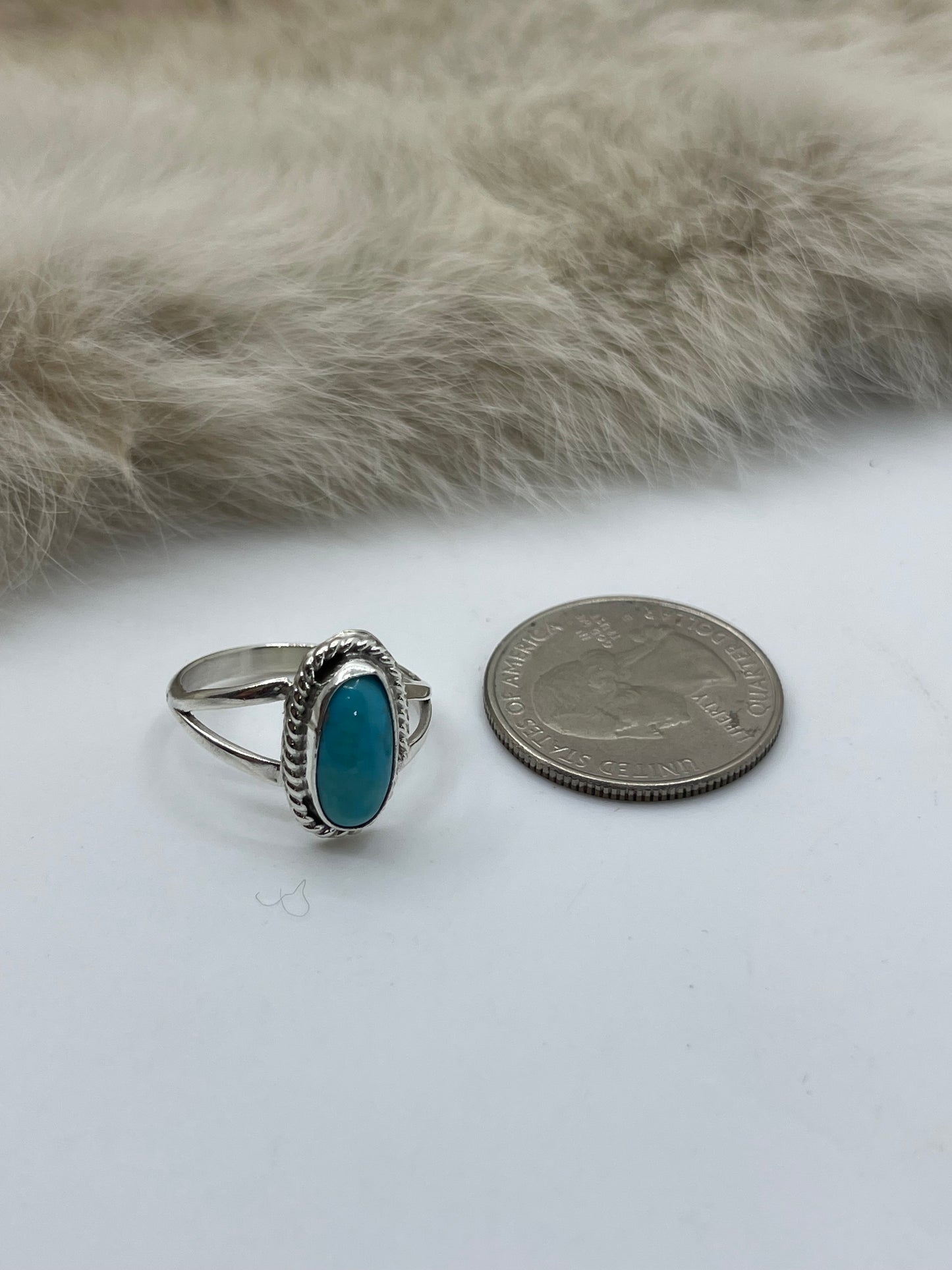 8.0 Single Oval Turquoise Ring by Gerald Joe, Navajo