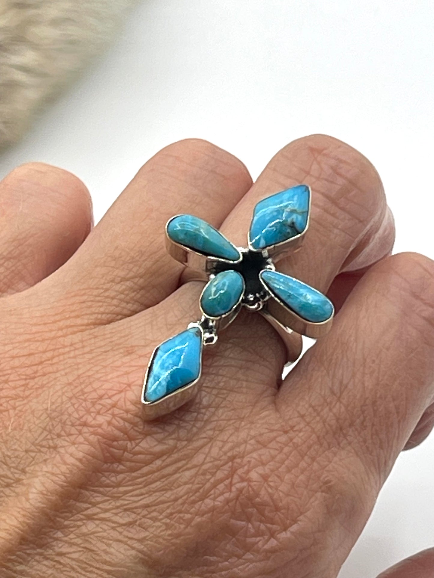 6.0 Cross Turquoise Ring by Harold