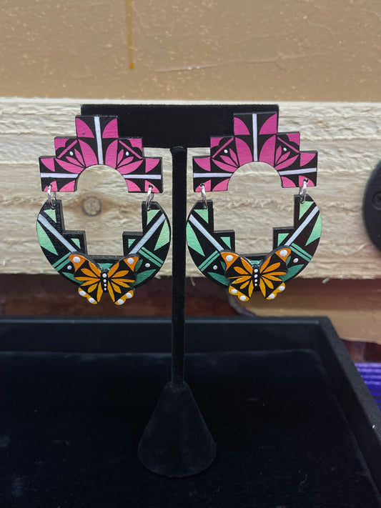 Hand Painted Wood Earrings