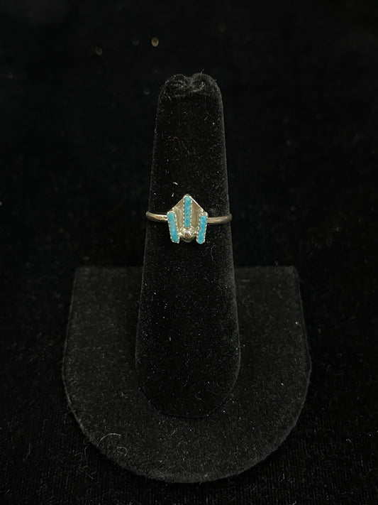 Dainty Turquoise Needlepoint Ring by Ashley Laate, Zuni