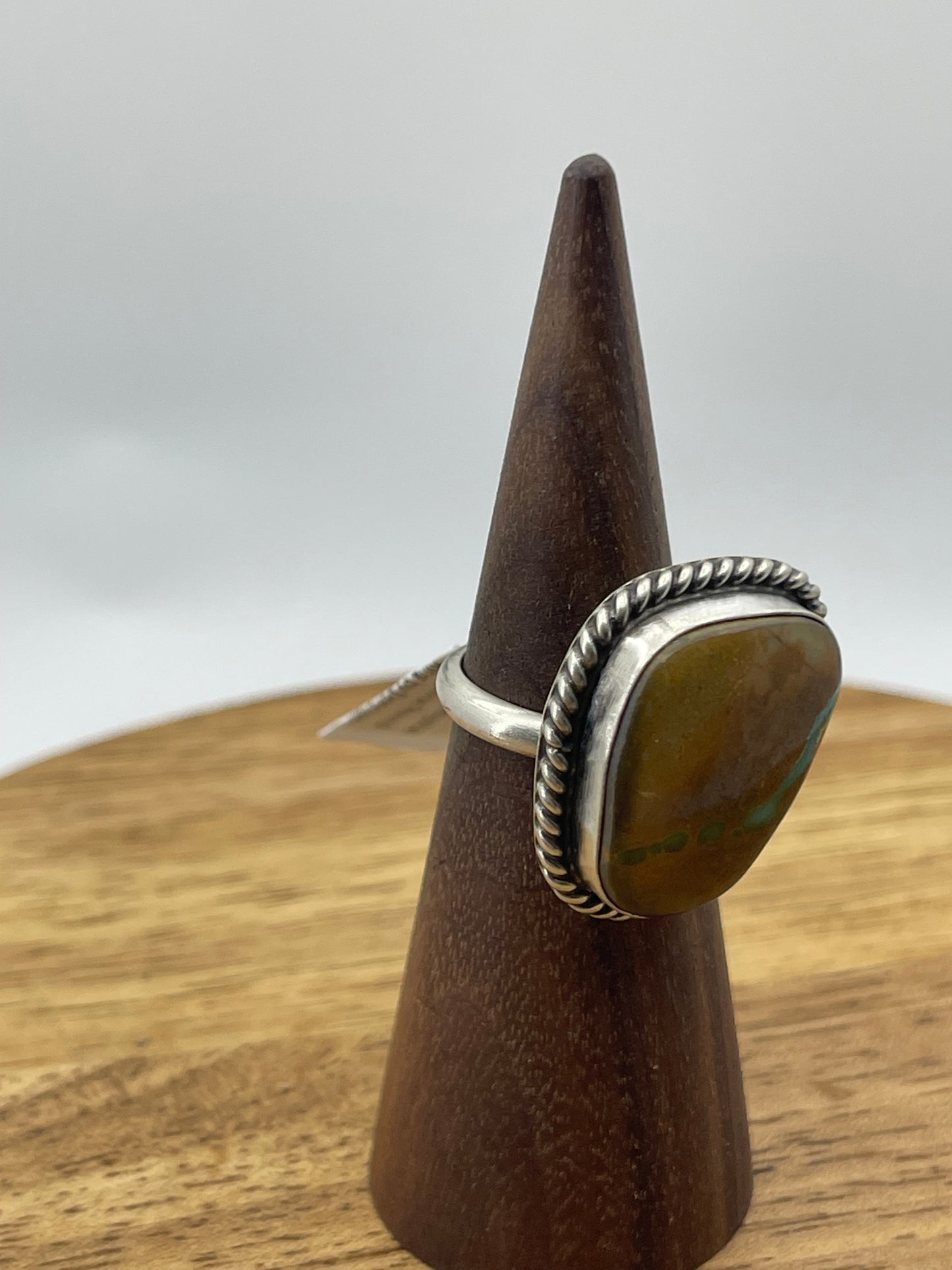 Adjustable Royston Turquoise Round Ring by Donovan Skeets, Navajo