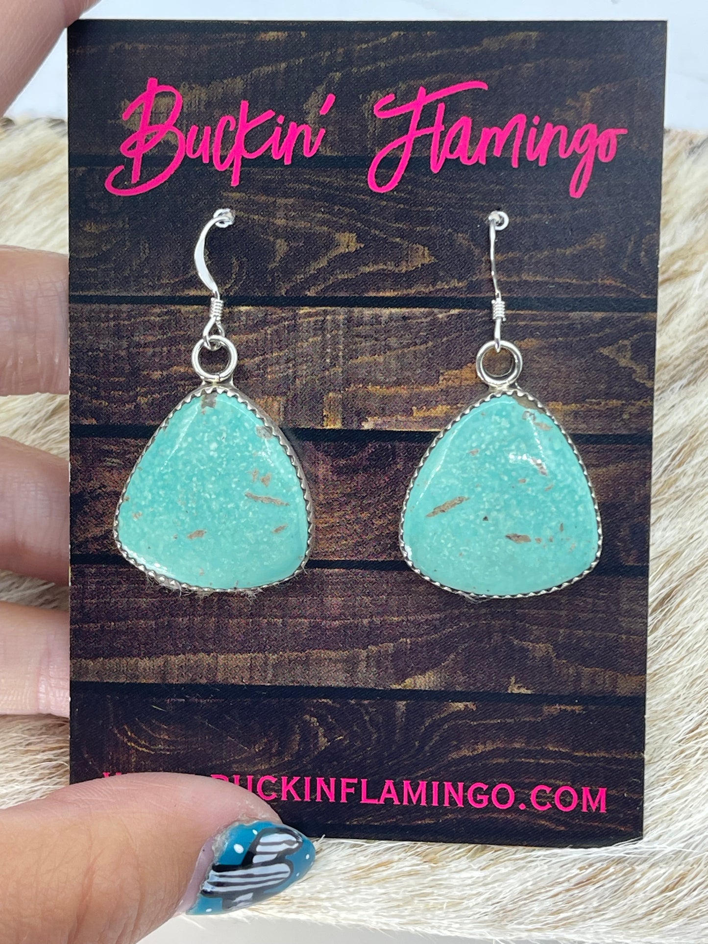 Turquoise Triangle Dangle Earrings by Hiram largo, Navajo