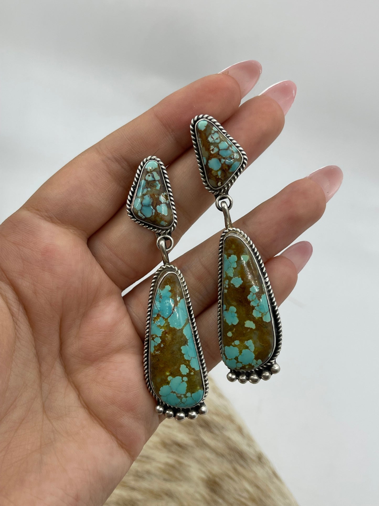 #8 Turquoise Two Stone Post Earrings by Judith Dixon, Navajo