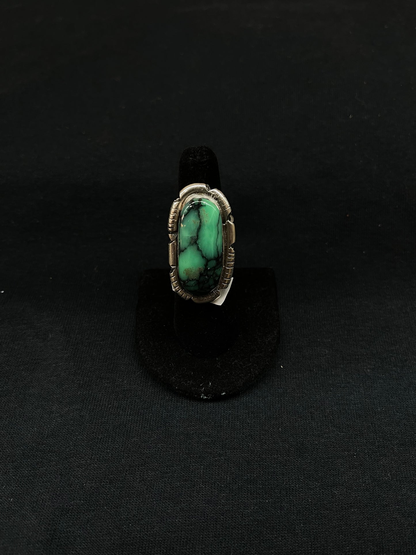 Adjustable Emerald Rose Turquoise Oval Ring by Zia