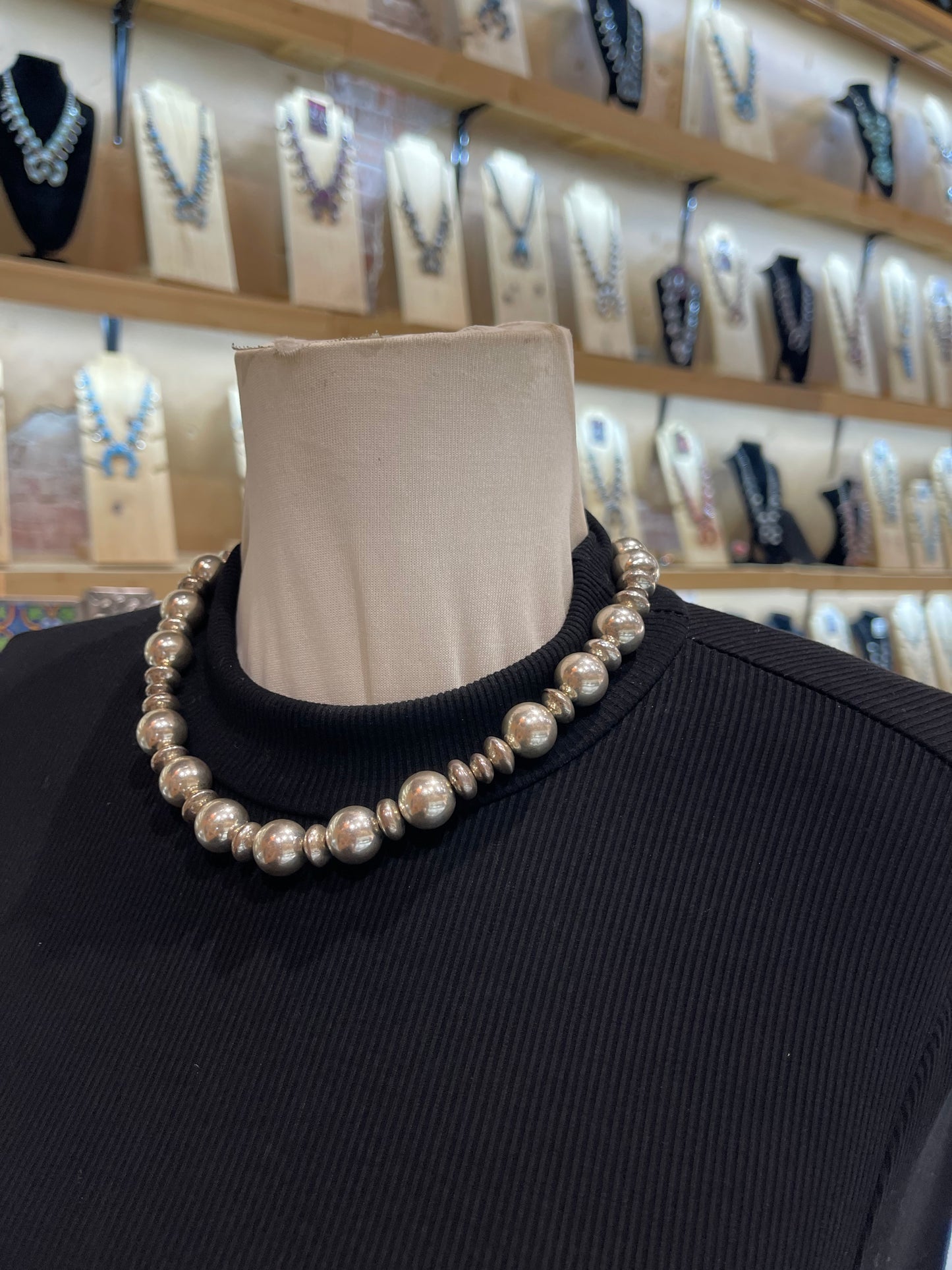 20.5” 6mm-14mm Silver Bead Necklace