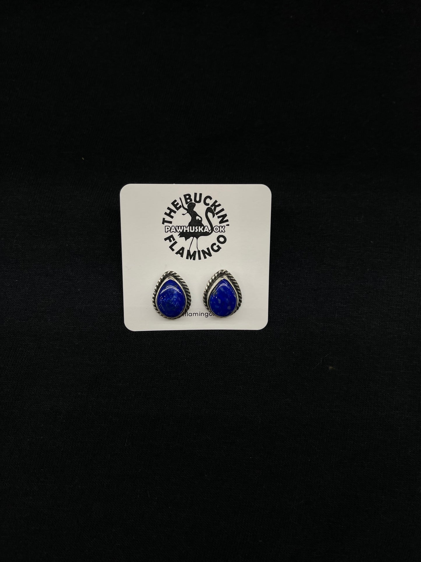 Lapis Teardrop Post Earrings by Judith Dixon, Navajo