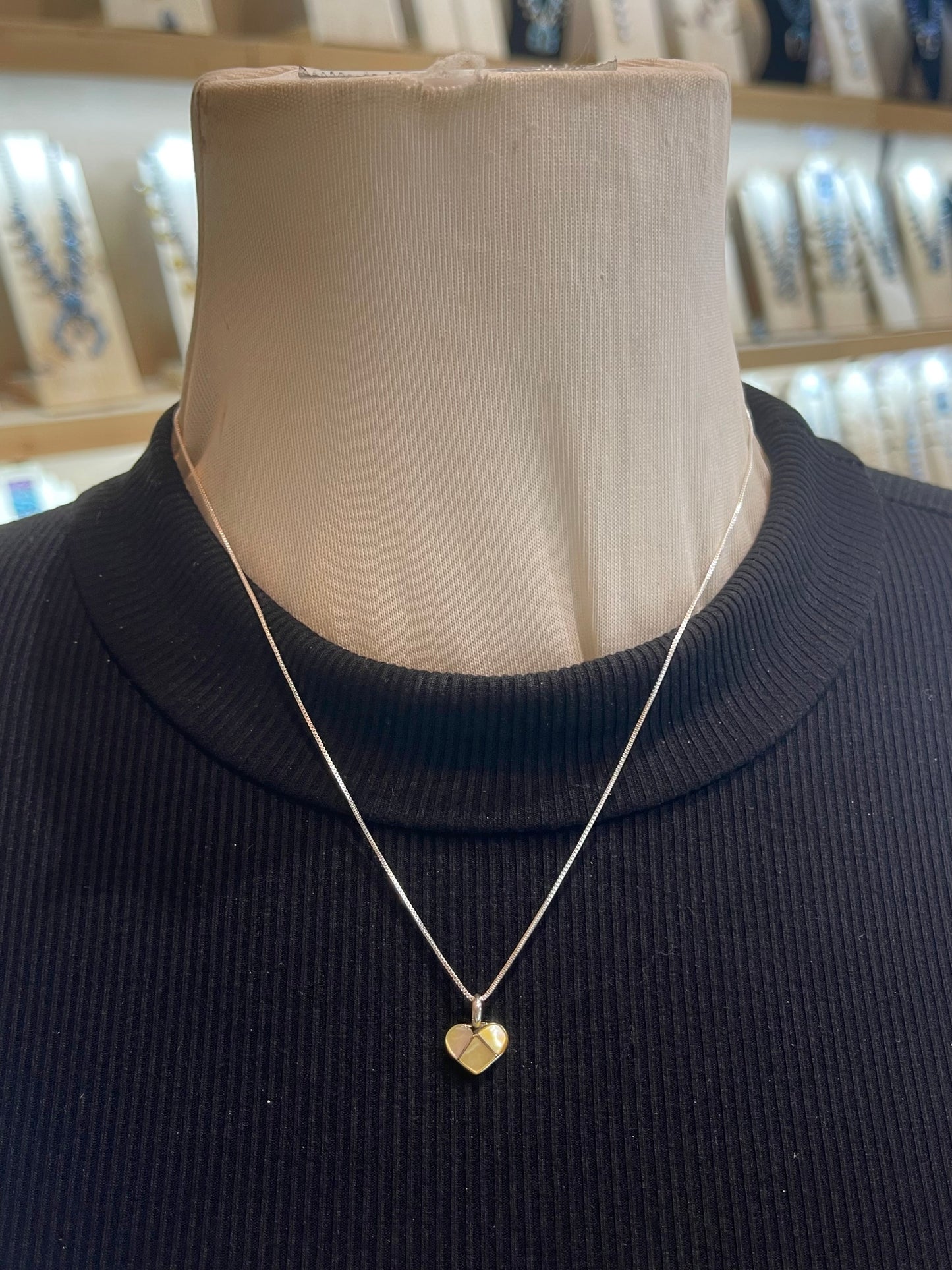 18" Heart Pendant By Linda Chavez, Zuni