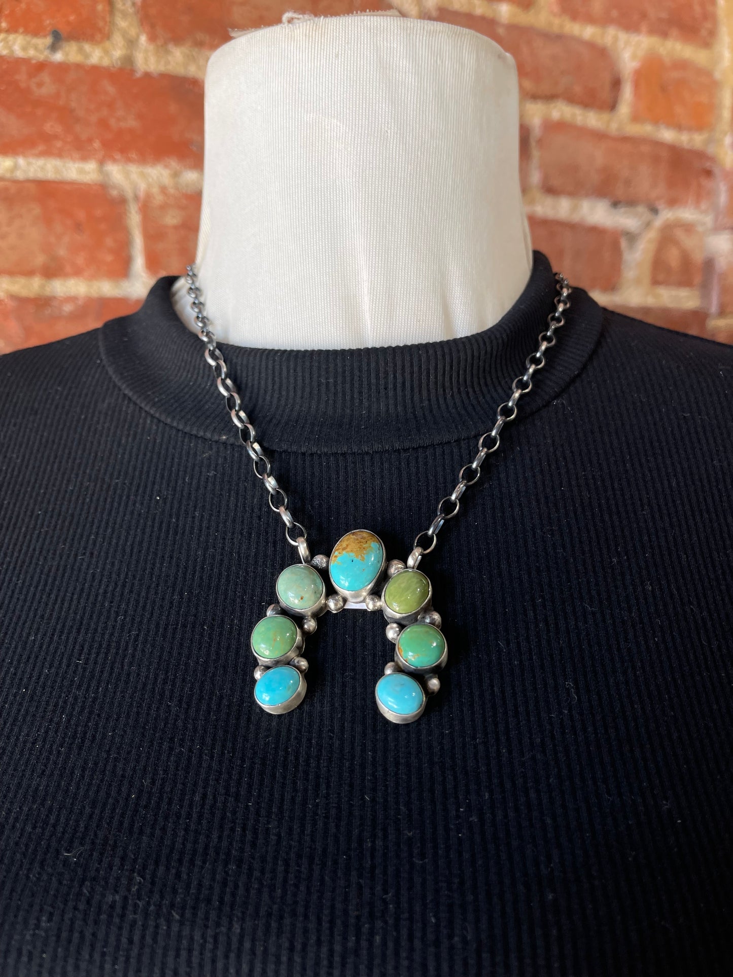 LOT 14 B 10/19 18" Turquoise Naja by Augustine Largo, Navajo