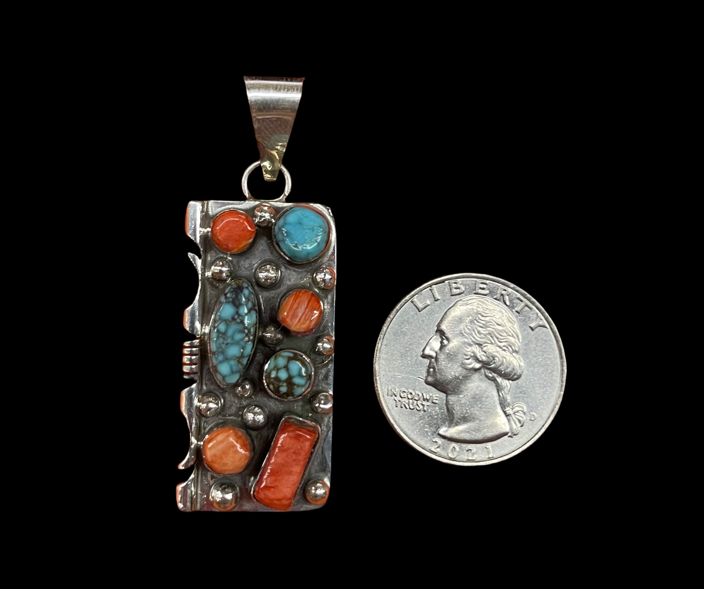 Spiny Oyster Shell and Turquoise Pendant by Marlene Fransi, Navajo