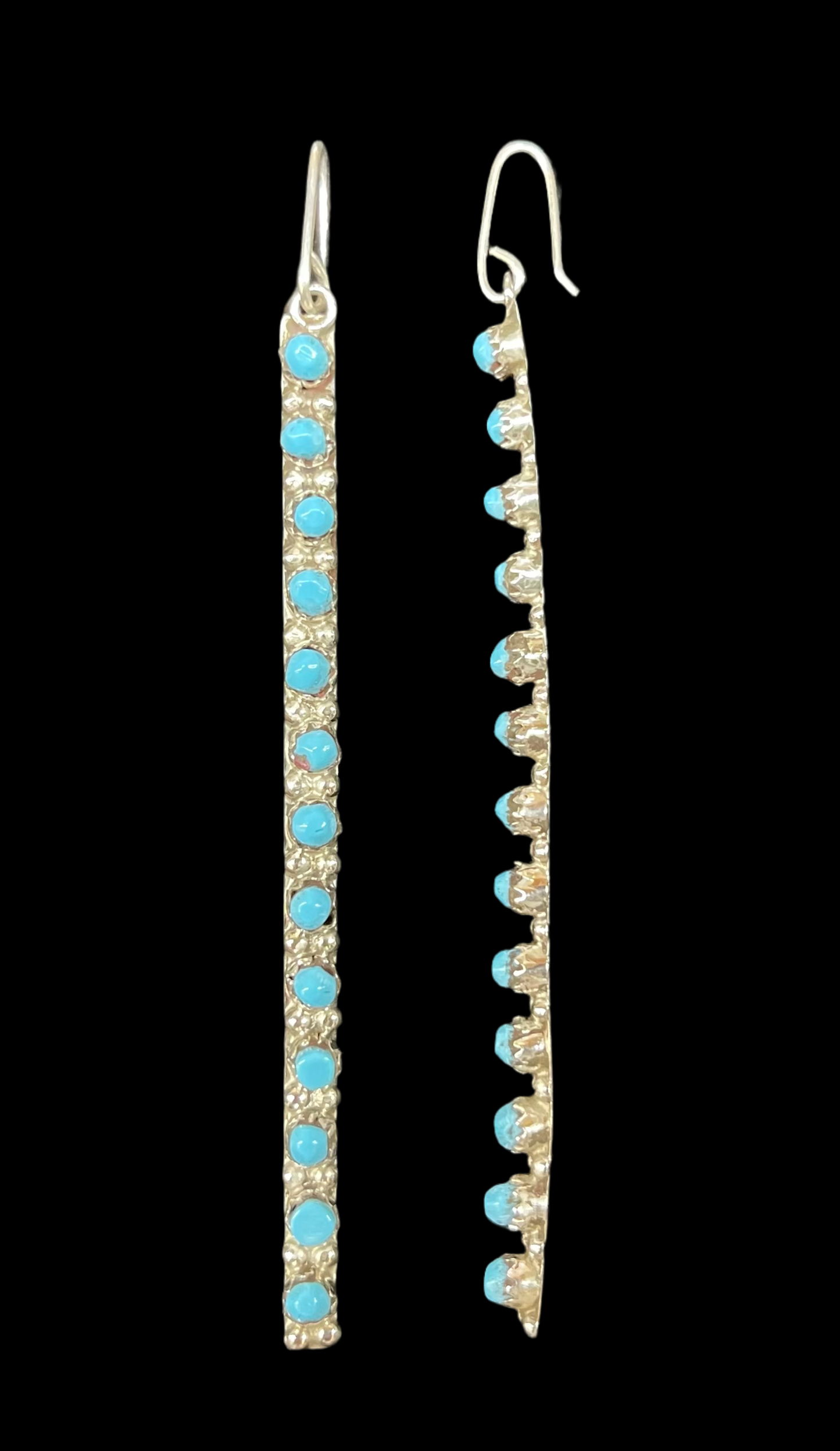 Sleeping Beauty Turquoise Long Dangles by Anderson Walkaniwa, Zuni